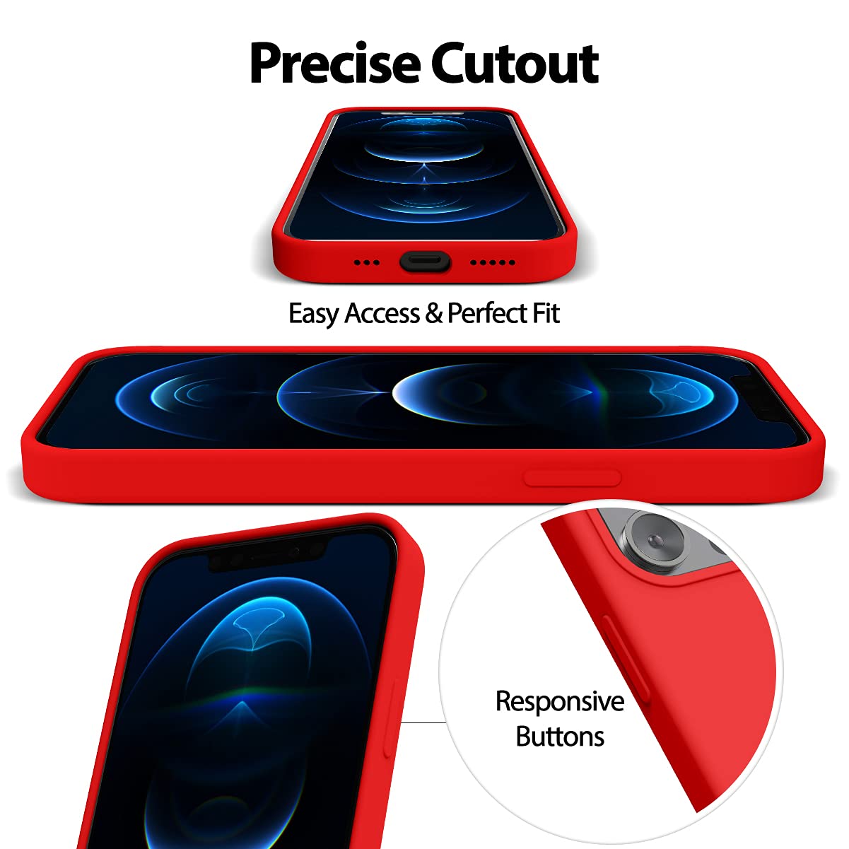 GOOSPERY Liquid Silicone Case for iPhone 12 Pro/iPhone 12 (6.1 Inch) - Ultra Soft Shockproof Protective Cover with Microfiber Lining | Slim Fit Full Body Protection | Perfect for Daily Use, Work & Travel (Red)
