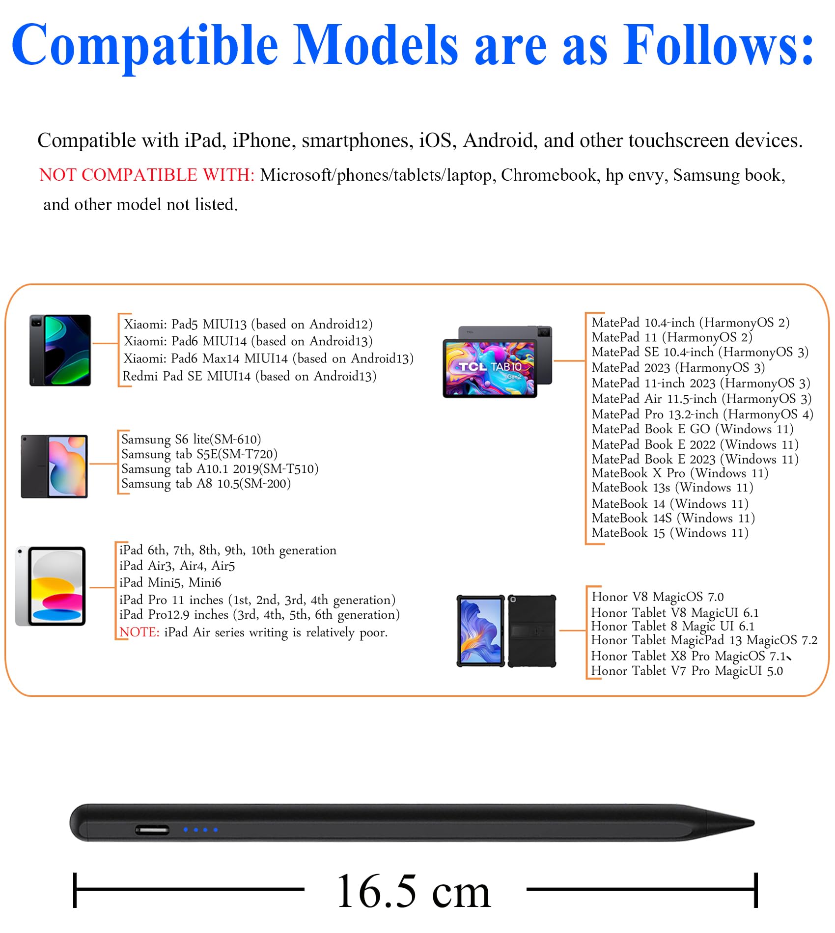 DOGAIN Active Stylus Pen for iPad/iPhone/Android - Rechargeable Magnetic POM Tip Stylus for Touch Screens (iPad Pro/Air/Mini & More) - Perfect for Drawing, Note-Taking & Digital Art