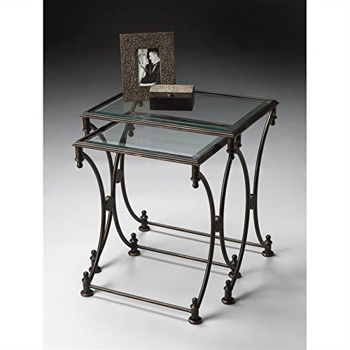 Butler Beverly Metal Nesting Tables - Set of 3 Modern Side End Tables for Living Room, Bedroom, Office - Space Saving Coffee Tables with Sturdy Steel Frame - Perfect for Small Spaces, Home Decor & Entertaining Guests