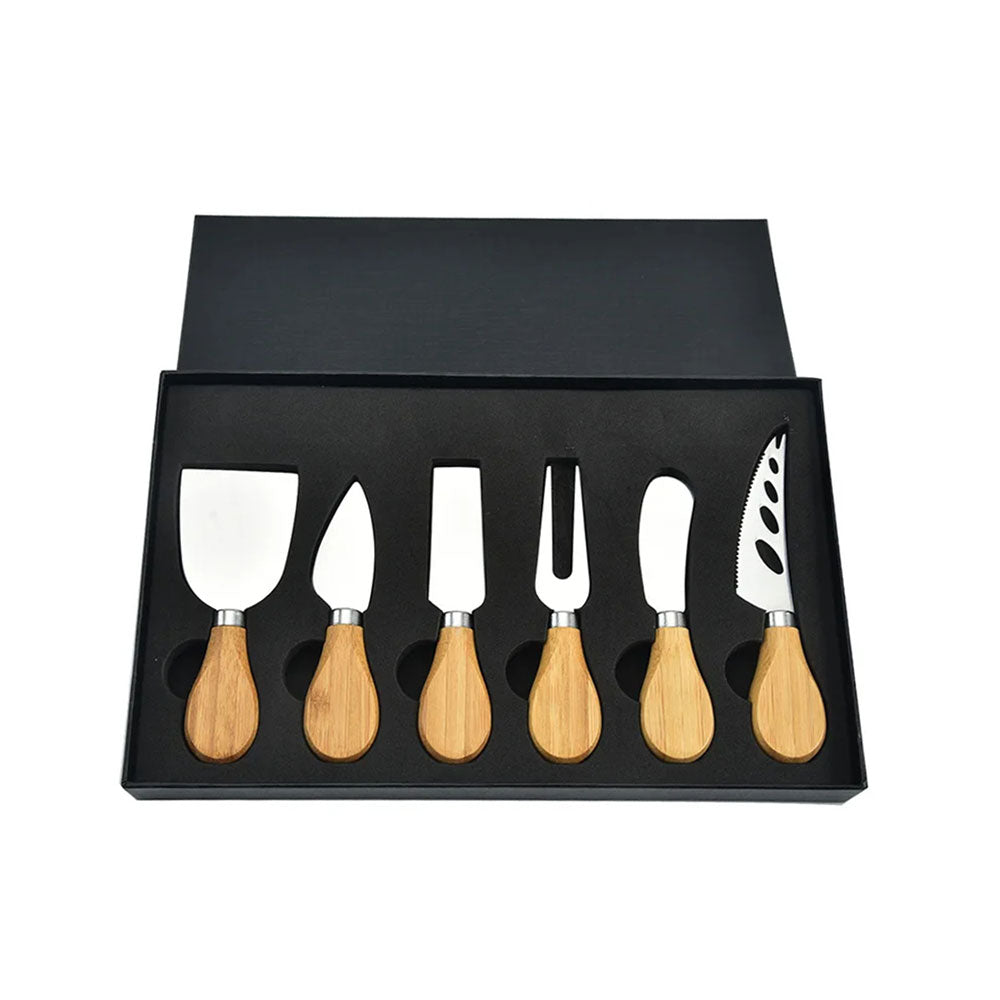 Claridge Premium Bamboo Cheese Knives Set - 6 Piece Eco-Friendly Wooden Cheese Cutting Utensils for Parties, Charcuterie Boards & Gourmet Cheese Tasting
