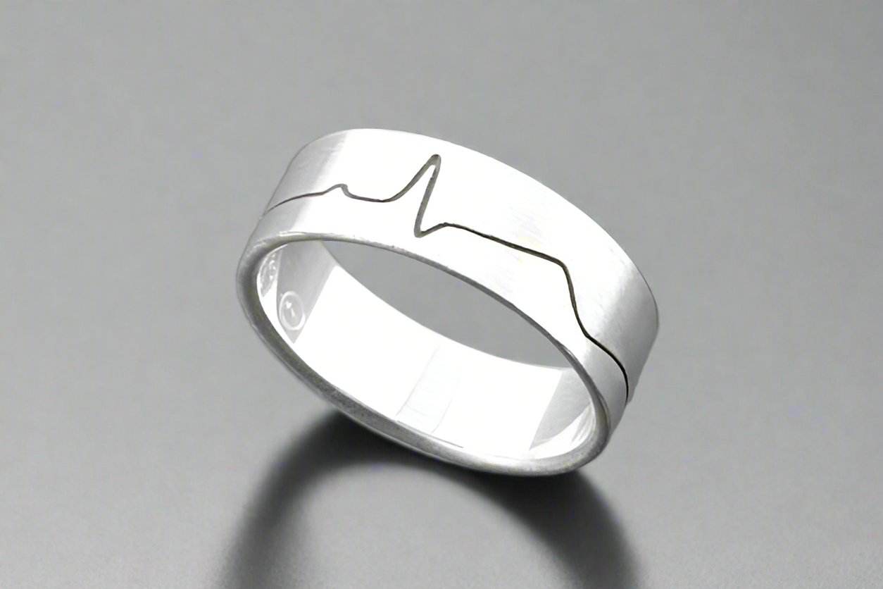 Healthy Heartbeat Ring - Sterling Silver Adjustable Band for Women & Men - Perfect for Couples, Anniversaries, and Romantic Gifts