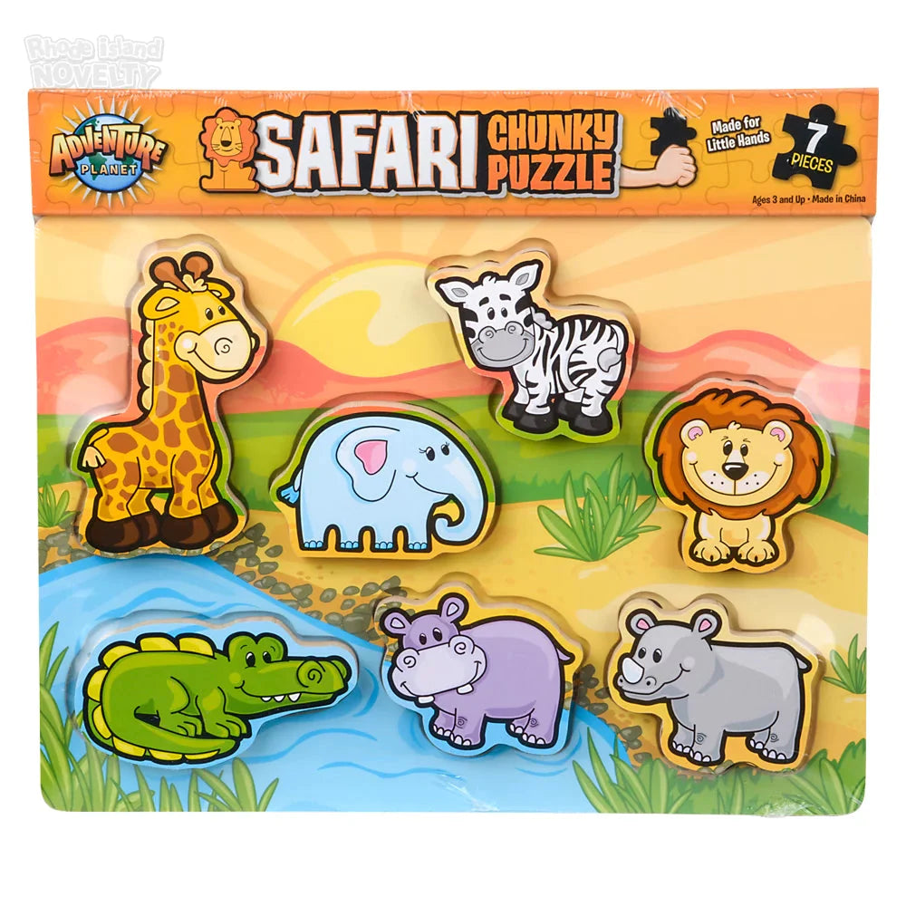 7-Piece Chunky Safari Animal Wooden Puzzle for Toddlers - Educational Toy for Kids, Perfect for Early Learning & Playtime Fun