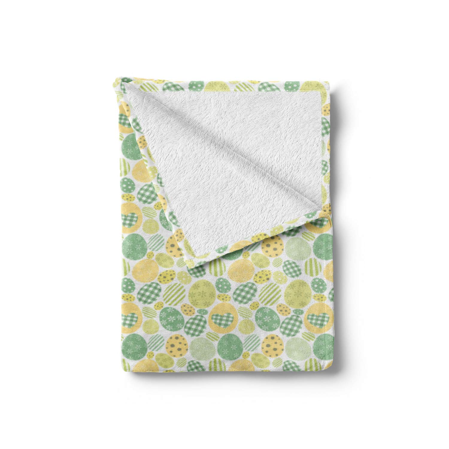 Ambesonne Easter Bunny Throw Blanket - Pastel Dyed Easter Eggs Holiday Design, Soft Flannel Fleece Blanket for Couch, Bed & Sofa - 60
