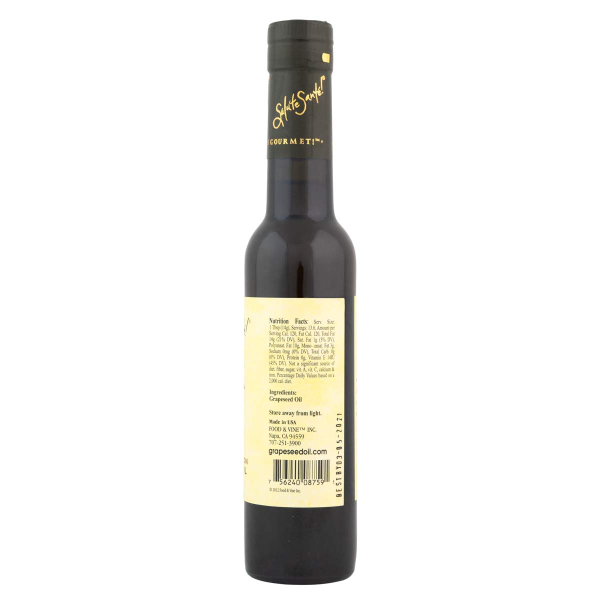 Premium Cold Pressed Extra Virgin Cabernet Sauvignon Grapeseed Oil - 6 Pack (200ml Each) | Vegan, Non-GMO Cooking Oil for Salad Dressings, Marinades & Gourmet Finishing | Healthy High Heat Oil for Baking, Sautéing & Skin Care | Salute Sante! Brand