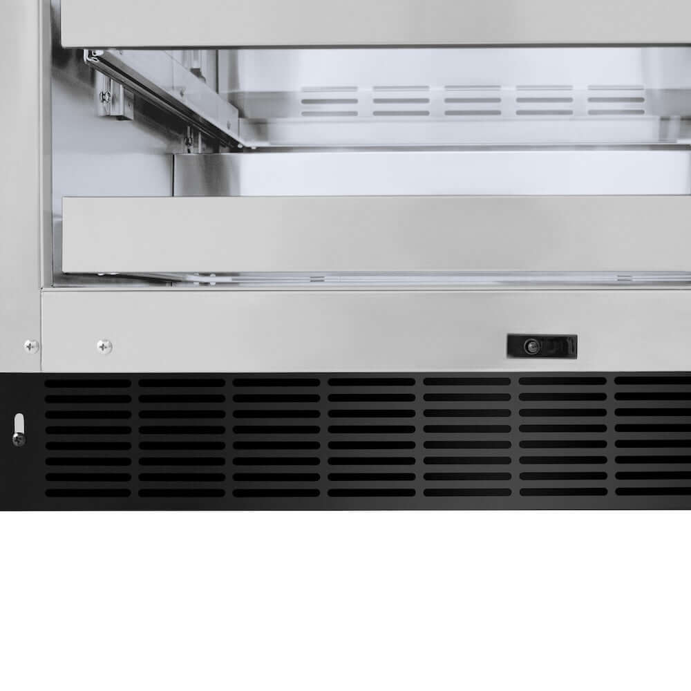 ZLINE 24 Inch Touchstone 151 Can Beverage Refrigerator - Black Stainless Steel Glass Door Cooler for Beer, Wine & Soda - Perfect for Home Bar, Kitchen, Office & Man Cave (RBSO BS 24)
