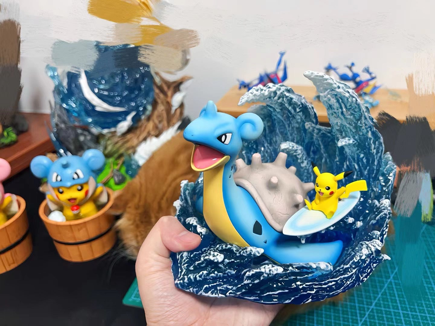 PoKe Studio Lapras & Surfing Pikachu Pokemon Plush Toy - Cute Stuffed Animals for Kids & Collectors | Perfect for Bedroom Decor, Gift Giving, and Anime Fans
