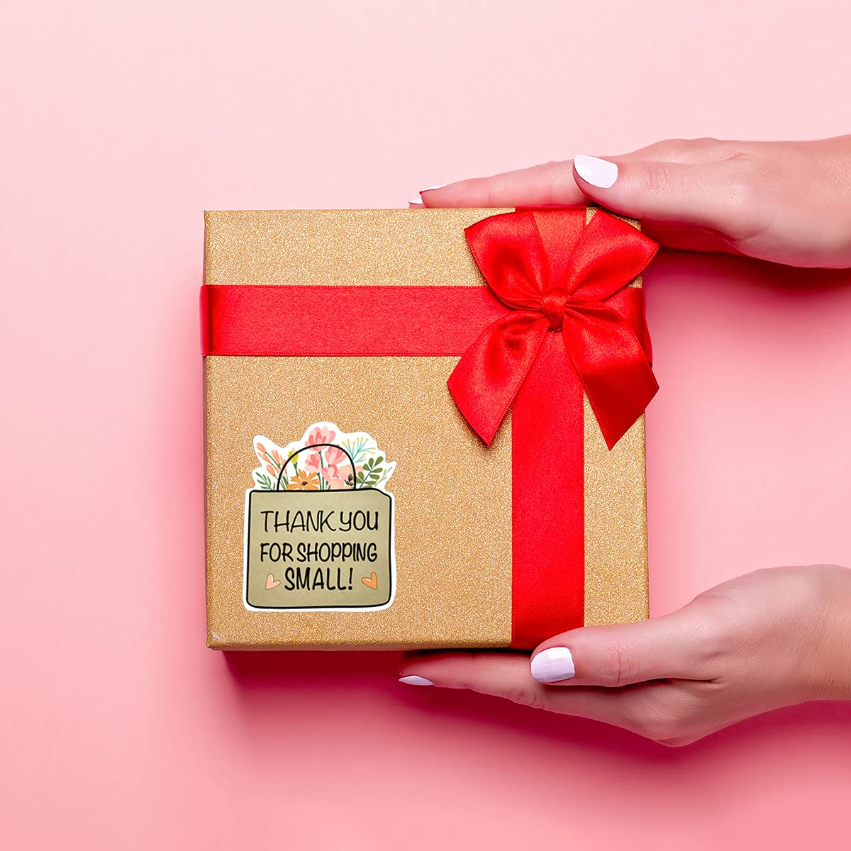 Littlefa Cute Thank You Stickers for Small Business - 500pcs Floral Basket Handmade Envelope Seals & Mail Packaging Labels - Perfect for Etsy Shops, Gift Wrapping, and Thank You Cards