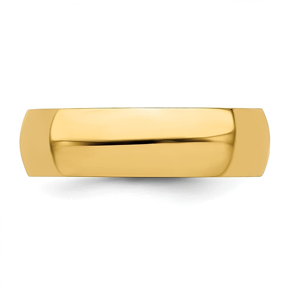 14K Yellow Gold 6mm Half Round Wedding Band Ring for Men - Size 10 Classic Domed Design Fine Jewelry - Perfect Gift for Dad, Husband & Him - Ideal for Weddings, Anniversaries & Special Occasions