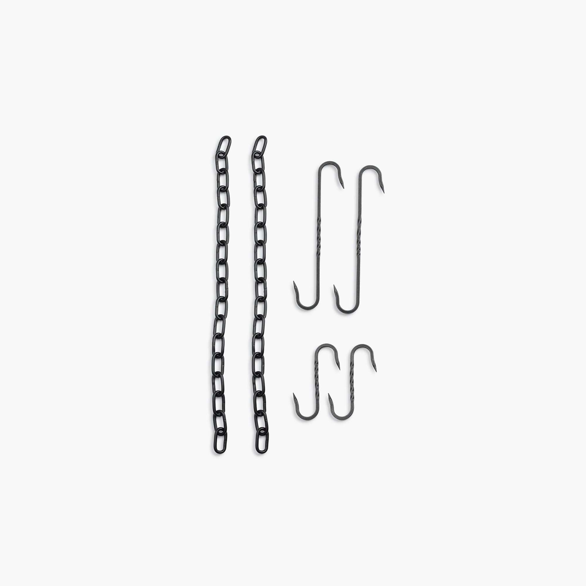 Premium Cowboy Grill S Hook & Chain Kit for Outdoor BBQ, Camping, and Grilling Accessories - Heavy Duty Stainless Steel Hooks for Hanging Pots, Pans & Utensils