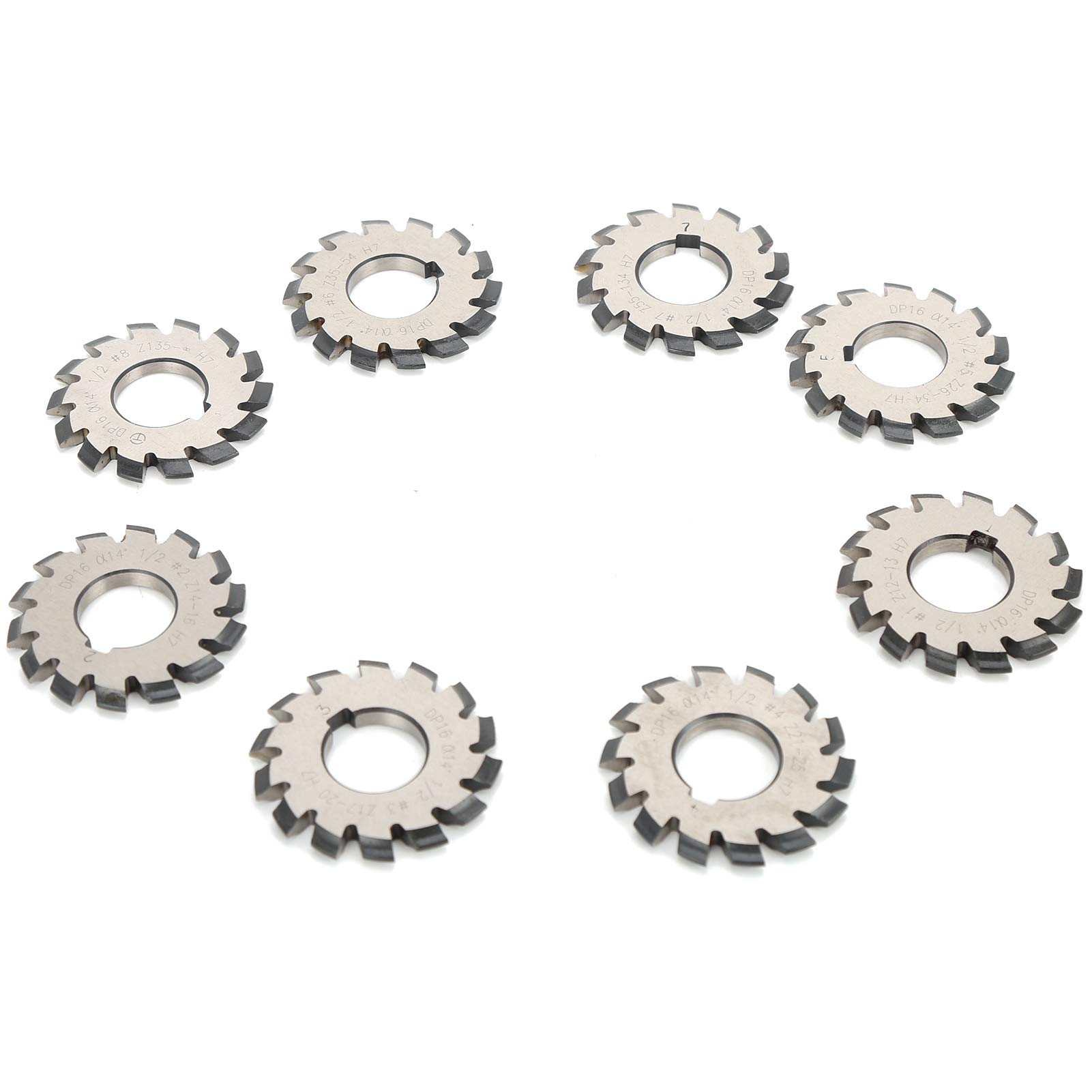 8Pcs High-Speed Steel Involute Gear Milling Cutter Set - 14.5° Pressure Angle, 55mm & 22mm - Precision Cutting Tools for Metalworking & CNC Machining - Perfect for Gear Manufacturing, Automotive Repairs, and Industrial Equipment Maintenance