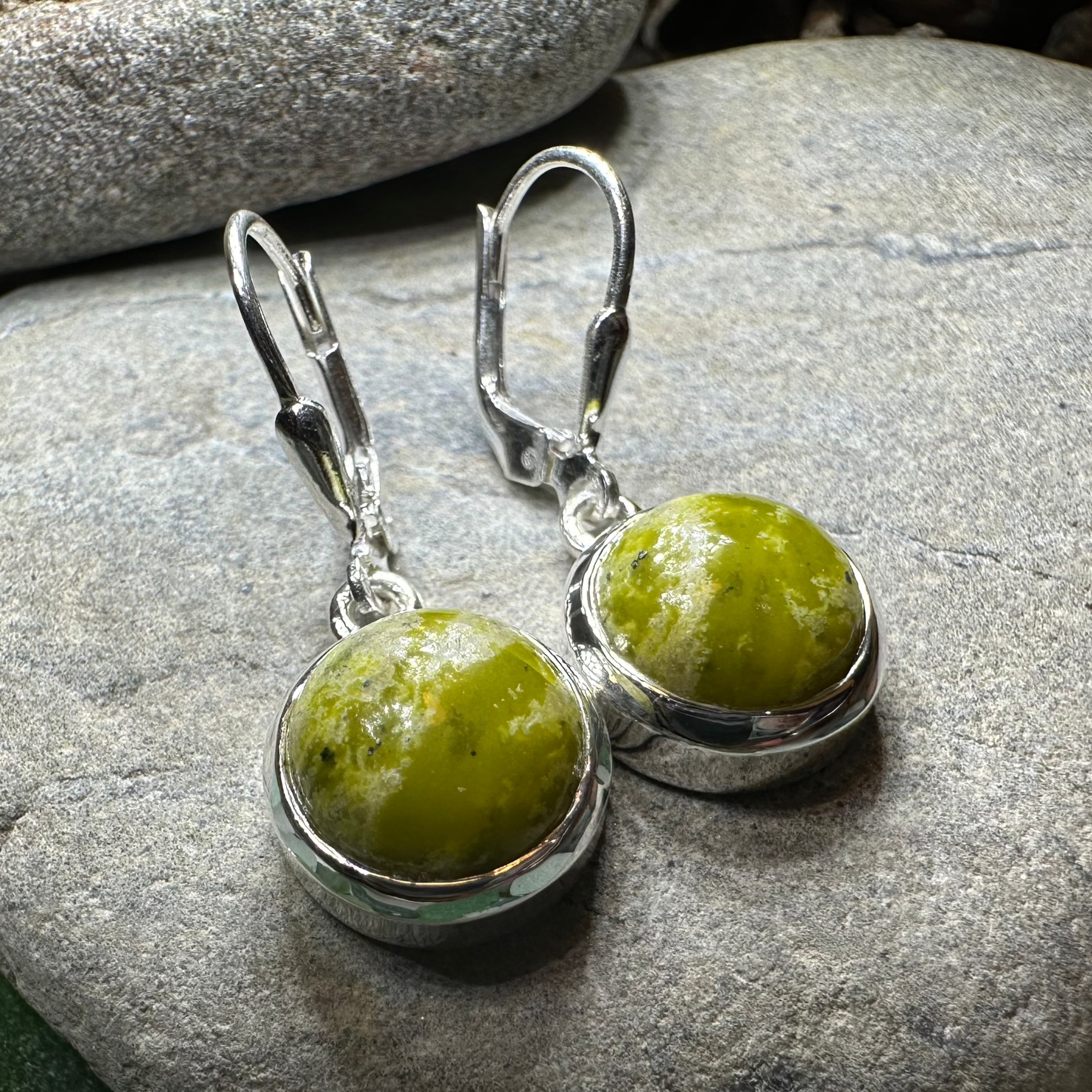 Connemara Marble Irish Anamchara Earrings - Authentic Celtic Jewelry for Women, Handmade Green Stone Dangle Earrings - Perfect for St. Patrick's Day, Weddings & Special Occasions