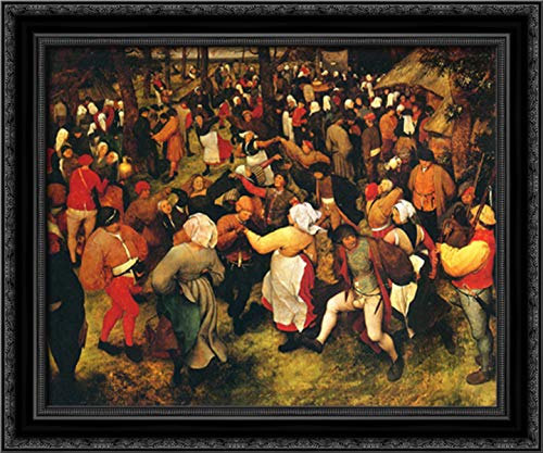 Pieter Bruegel the Elder 'The Wedding Dance' 24x20 Inch Black Ornate Wood Framed Canvas Art - Perfect for Living Room, Bedroom, or Wedding Gift