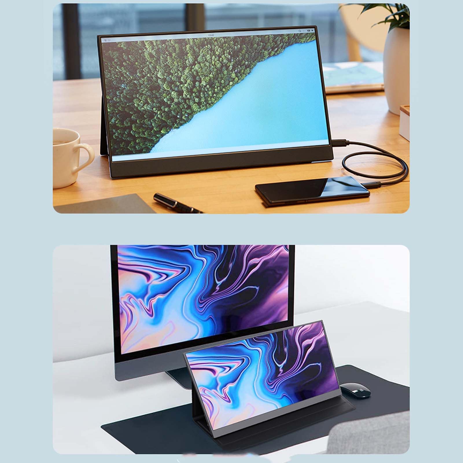 18 Inch Portable Monitor with USB-C, 2.5K 2560x1600P External Second Screen for Laptop - Adjustable Stand & VESA Mount - Perfect for Work Meetings, Business Travel & Home Office Setup