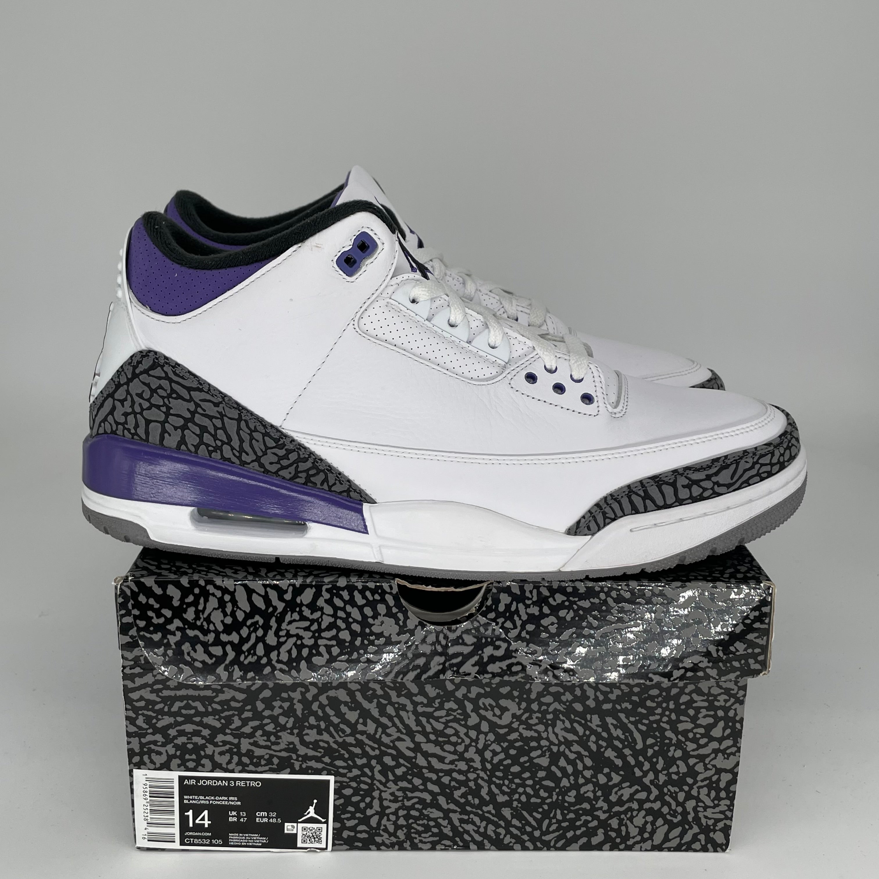 AIR JORDAN 3 DARK IRIS Men's Basketball Shoes - Size 14 (CT8532-105) - Retro Sneakers for Sports, Casual Wear & Street Style