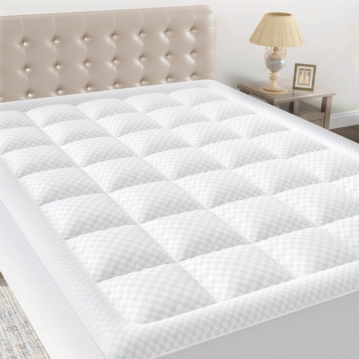 Olanly Queen Size Quilted Fitted Mattress Pad - Cooling Soft Mattress Topper with Deep Pocket (Fits up to 21