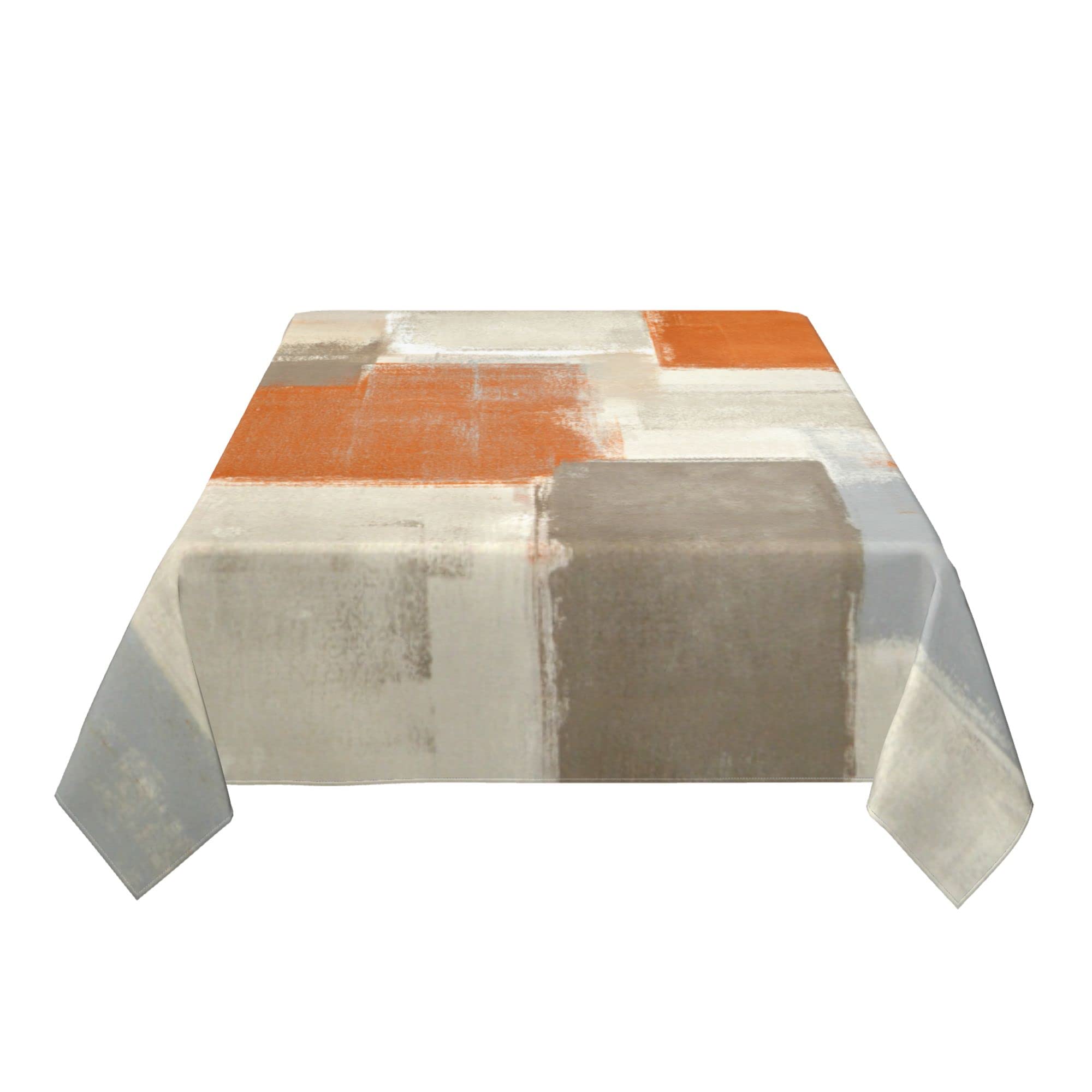 Orange Grey Abstract Art Waterproof Washable Tablecloth - 60x90 Inch Rectangle Table Cover for Kitchen, Dining Room Decor | Perfect for Parties, Daily Use & Home Decoration