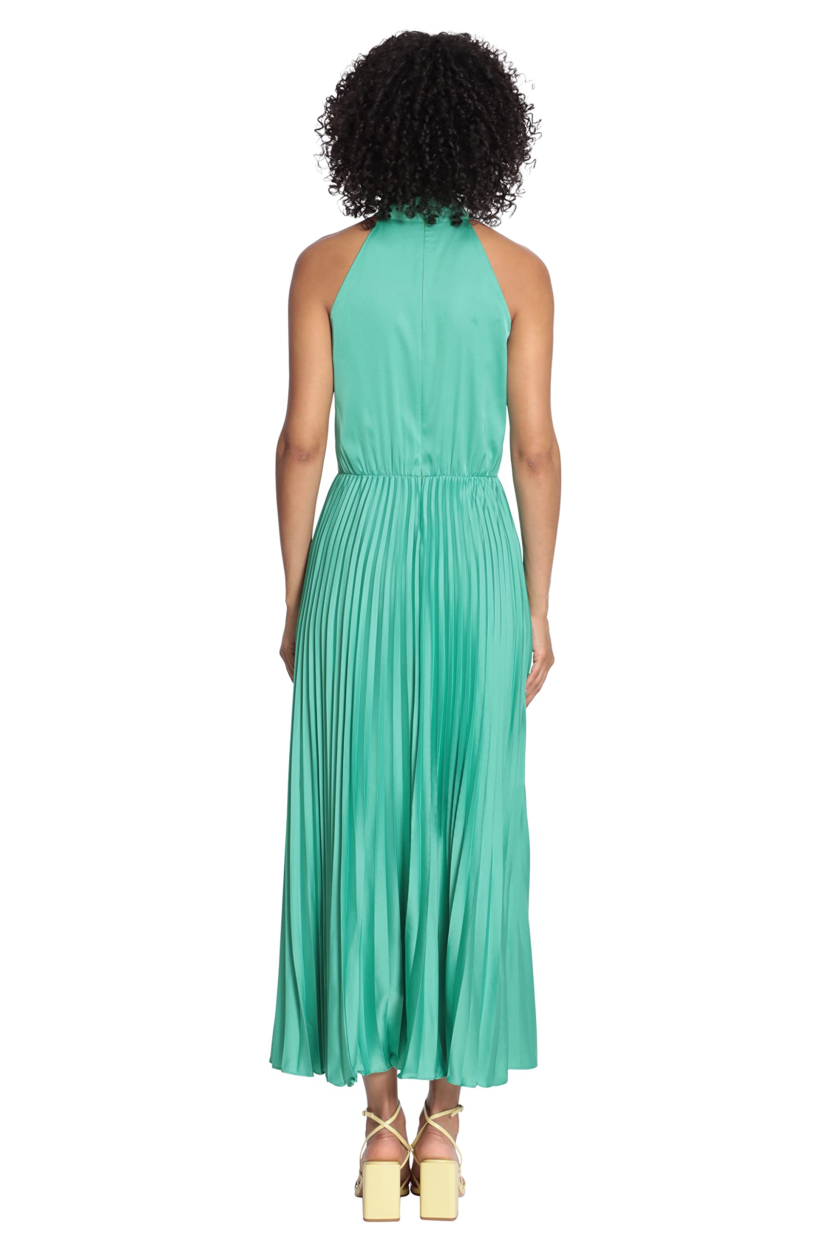 Maggy London Women's Plus Size Halter Maxi Dress with Pleated Skirt - Flowy Summer Beach Wedding & Party Dress for Curvy Women