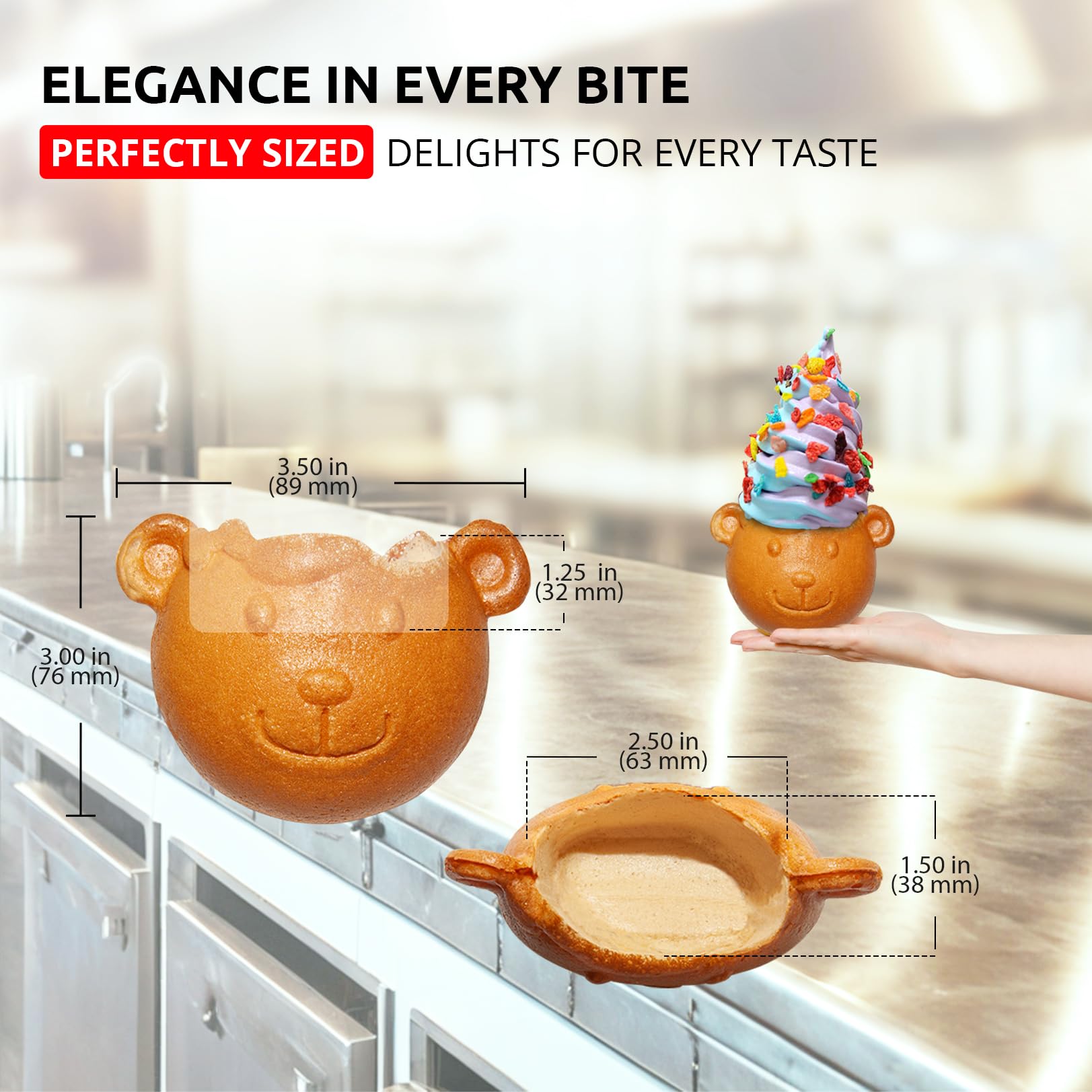 ALDKitchen Taiyaki Bear Waffle Maker - Fish-Shaped Nonstick Electric Waffle Iron | 110V Stainless Steel Pancake Maker (Makes 2 Bear Waffles) | Perfect for Breakfast, Dessert, Party Snacks & Kids Cooking Fun