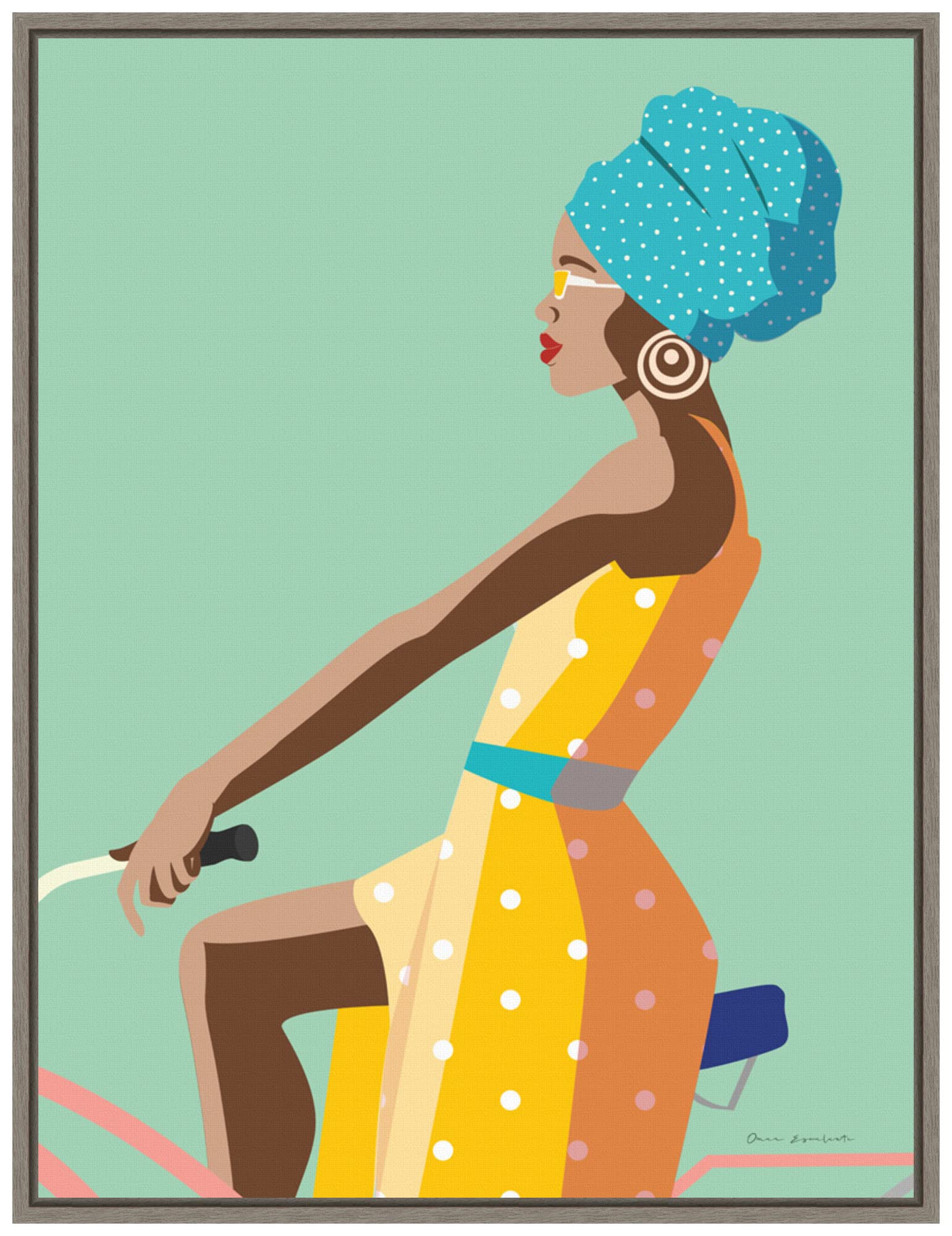 Omar Escalante Summer Girl II Framed Canvas Wall Art - 18x24 Inches Sylvie Greywash Frame - Modern Home Decor for Living Room, Bedroom & Office