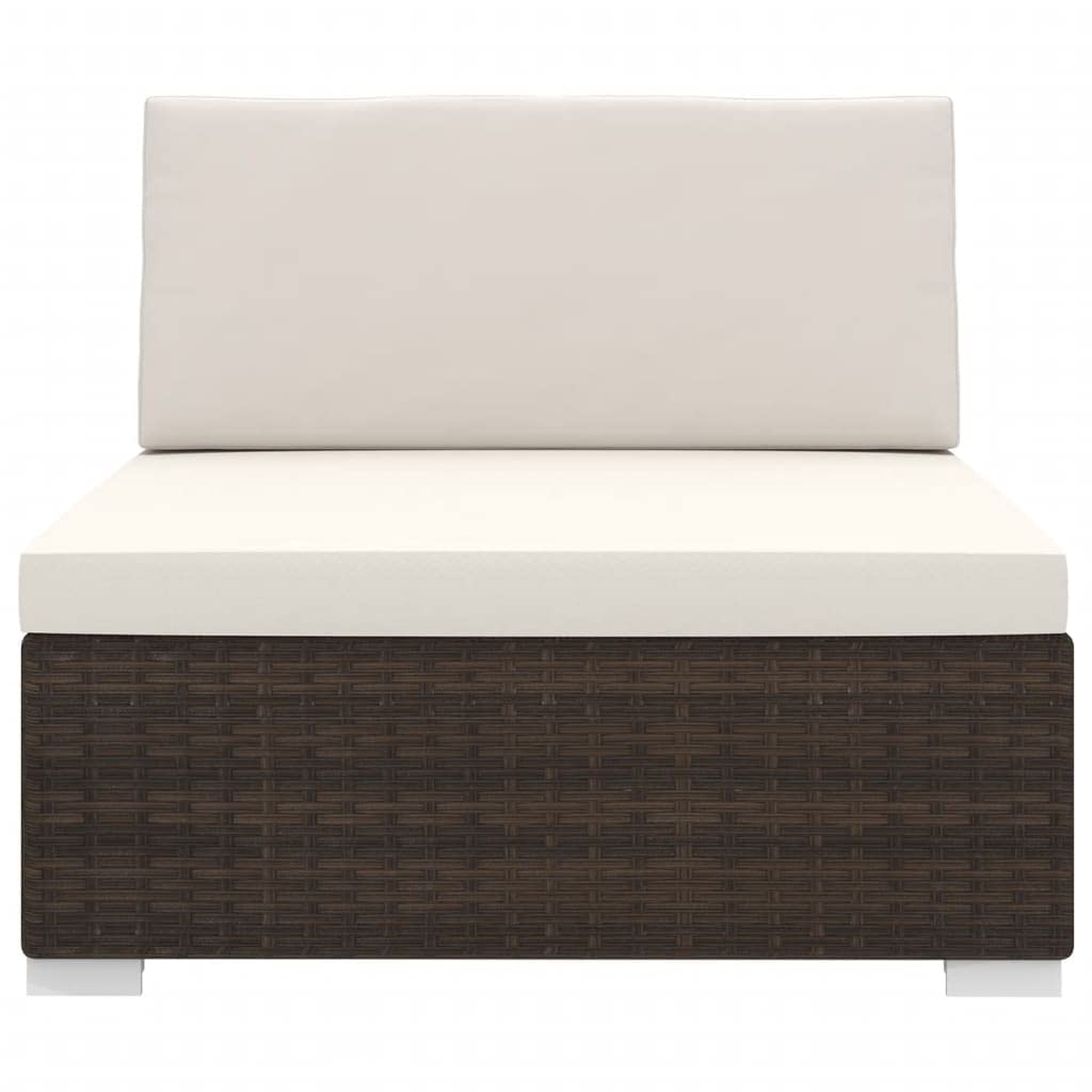 vidaXL Brown Outdoor Sectional Sofa with Cushions - Poly Rattan Patio Furniture for Garden, Poolside & Backyard Relaxation