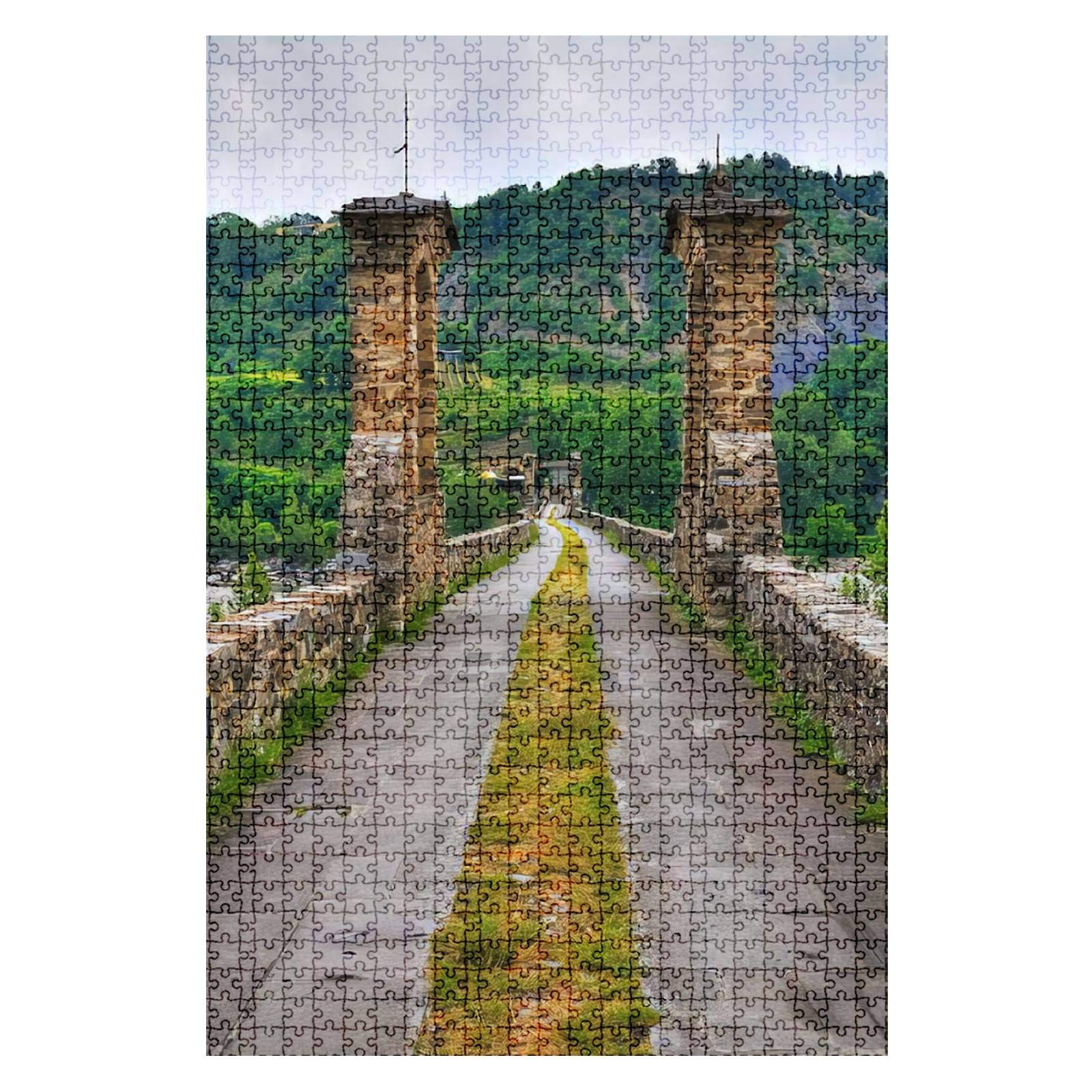 1000 Pieces Wooden Jigsaw Puzzle - Hunchback Bridge of Bobbio Italy - Challenging Adult Puzzle for Home Decor & Gift Ideas | Perfect for Family Game Night, Stress Relief & Educational Activities