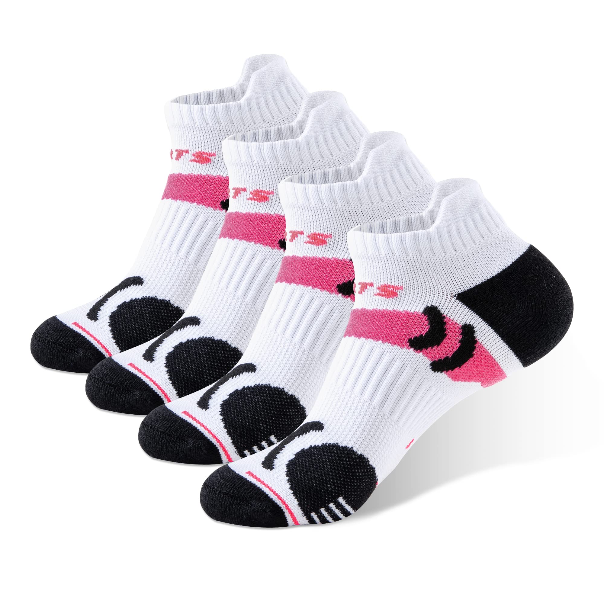 TENNOLA 4 Pairs Women's Low Cut Athletic Socks - Cushioned, Breathable, Non-Slip Running Socks for Sports, Gym & Everyday Wear
