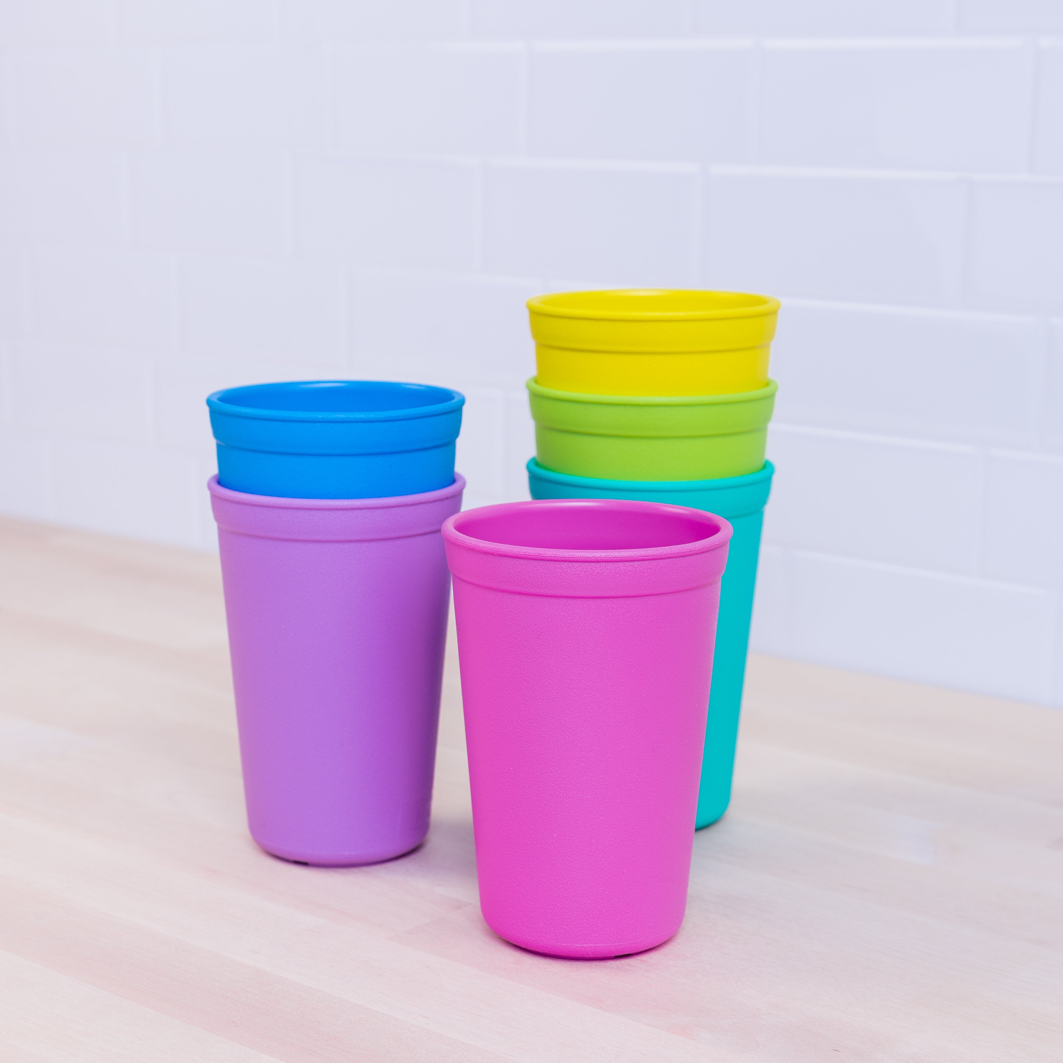 Reusable Play Tumbler Cup Set - 6 Pastel Rainbow Colors, BPA-Free Spill-Proof Kids Cups for School, Travel & Outdoor Activities