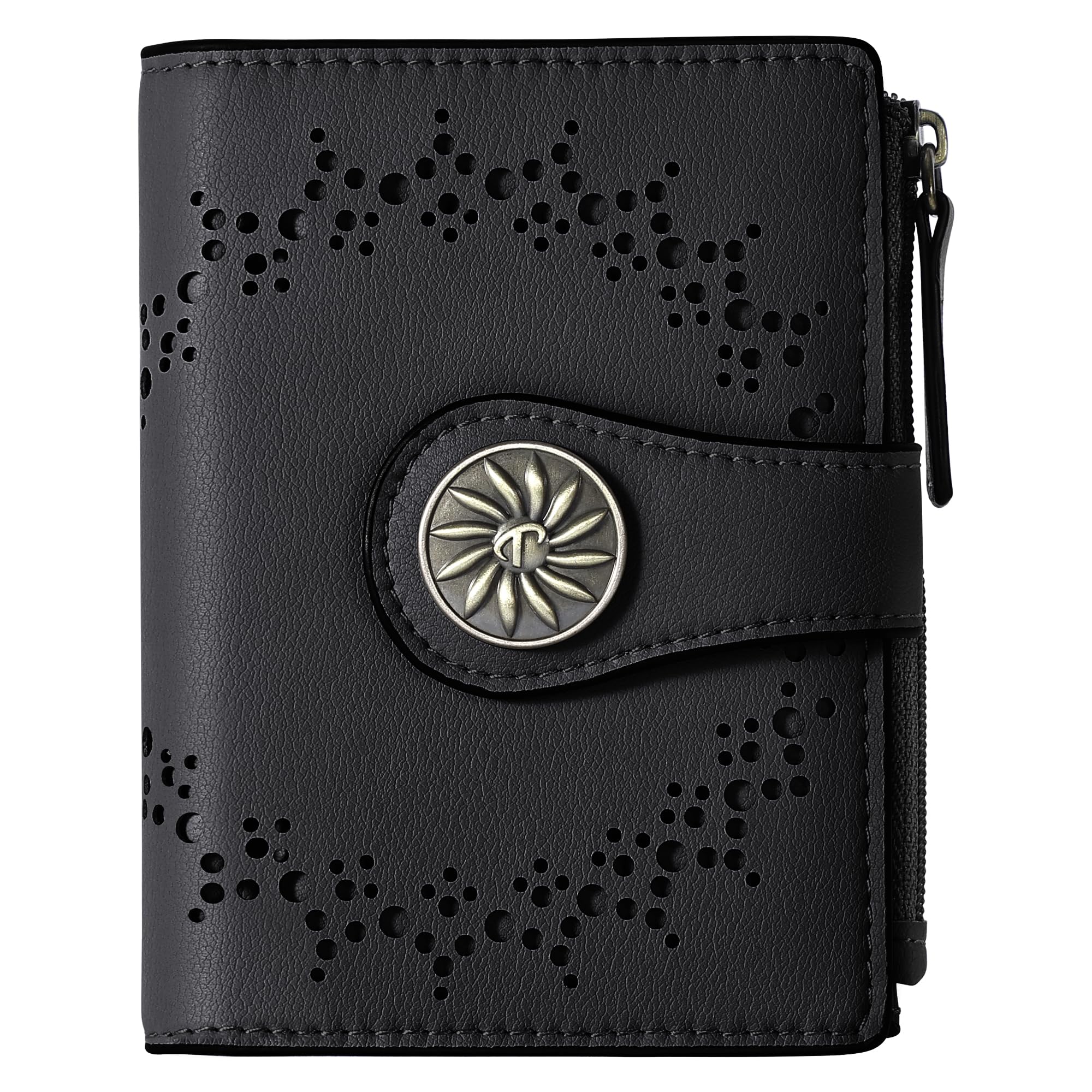 Women's Small Bifold RFID Blocking Leather Wallet with Zipper Coin Pocket - Slim Card Holder for Everyday Use & Travel