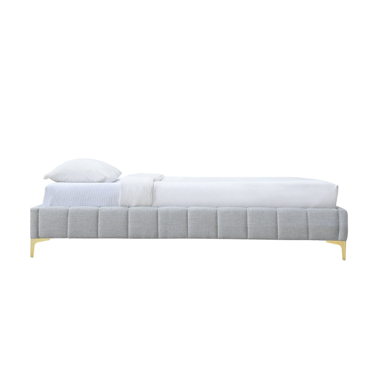 Georgia Fabric King Single Bed Frame - Sturdy & Stylish Platform Bed with Wooden Slats for Home, Bedroom, Guest Room, Dorm - Easy Assembly & Modern Design