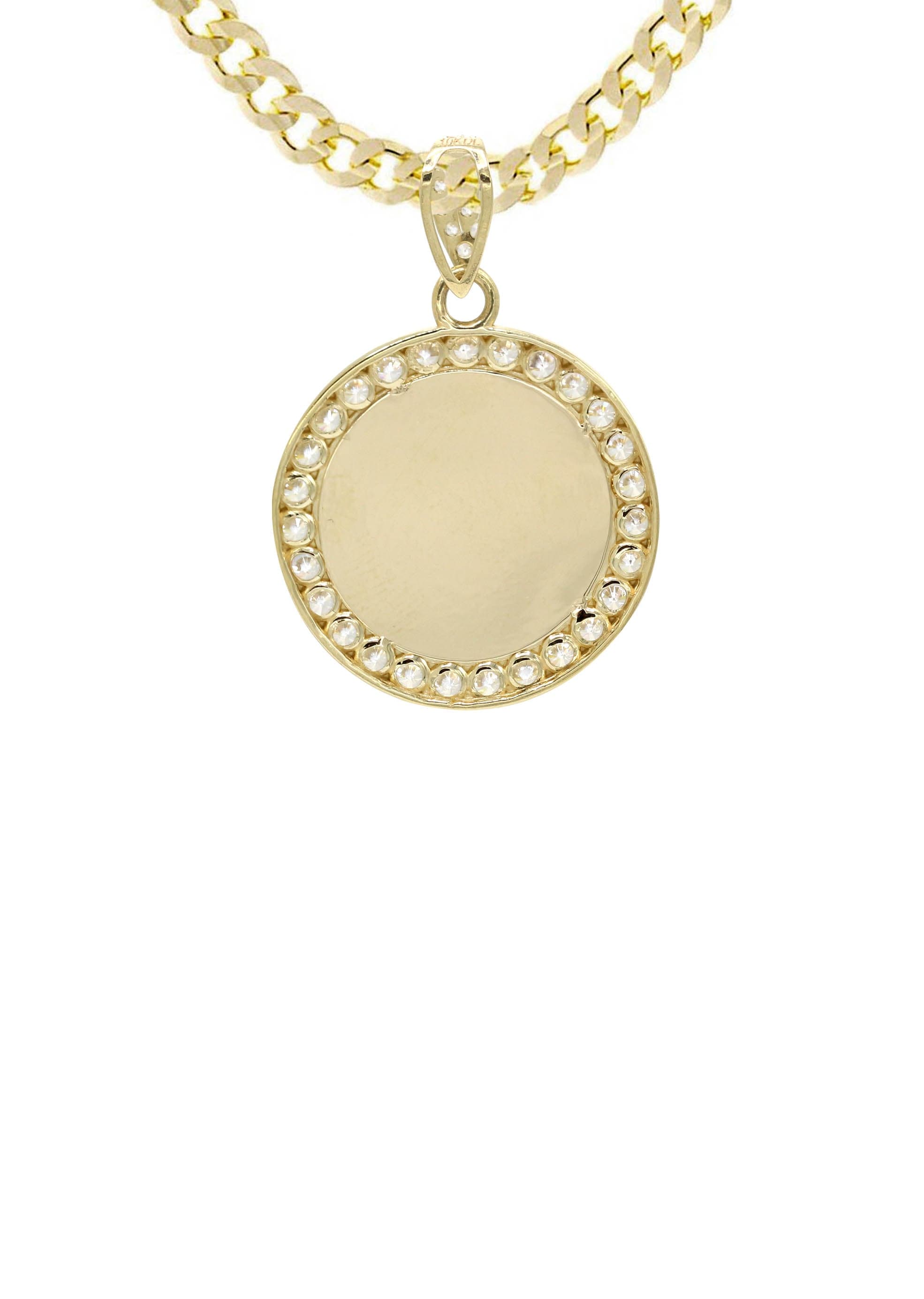 10K Yellow Gold CZ Picture Pendant Necklace for Women - 13 Grams - Elegant Photo Locket Jewelry Gift for Mom, Wife, Girlfriend - Perfect for Birthdays, Anniversaries & Valentine's Day