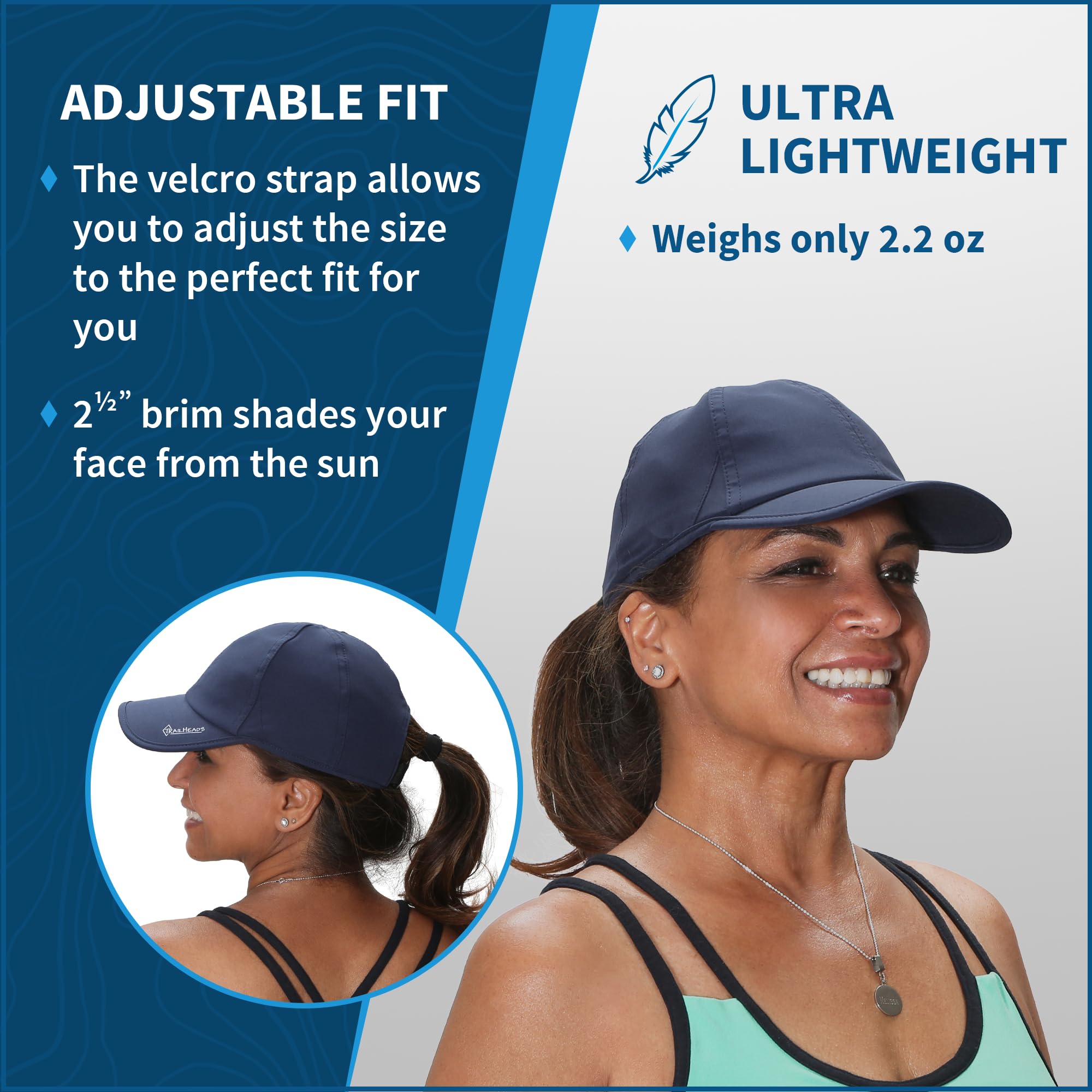 TrailHeads Women's Running Hat with UV Protection UPF 50+ - Lightweight Breathable Sun Hat for Outdoor Activities, Jogging, Hiking & Beach - Adjustable Sports Cap for Summer