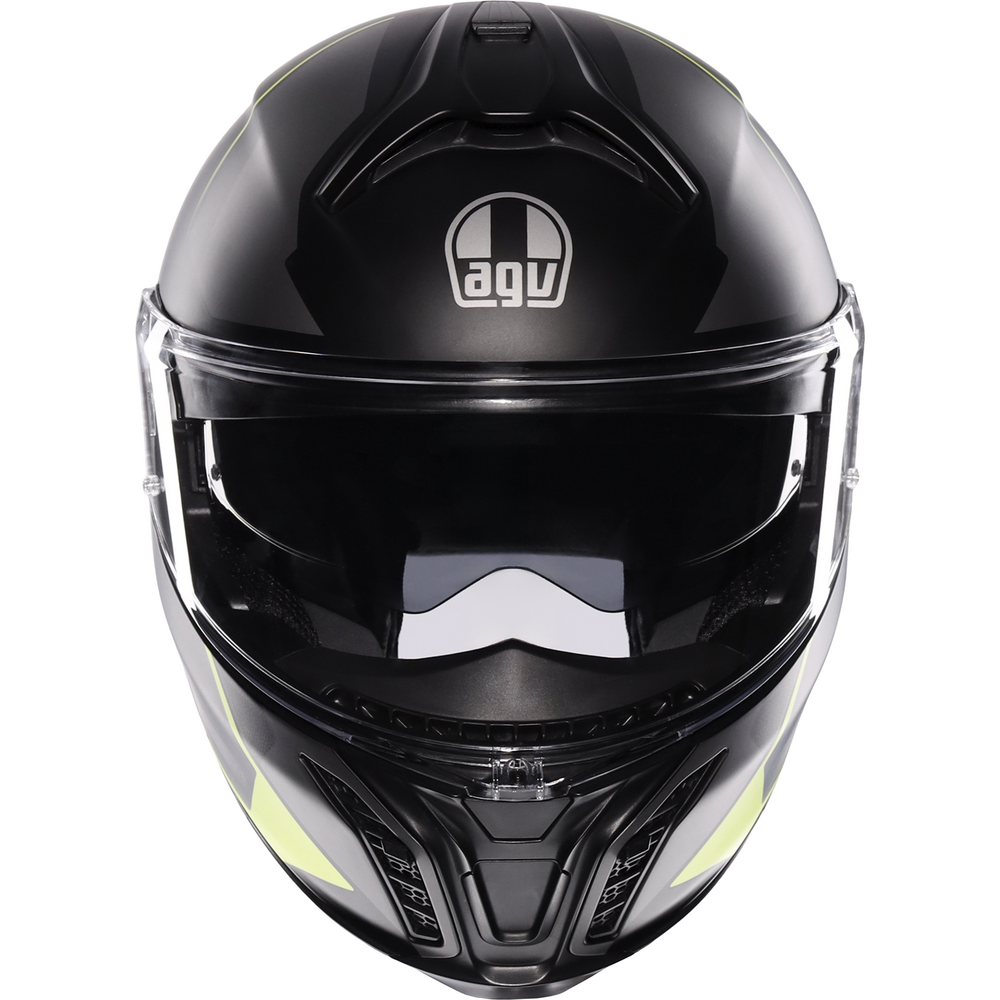 AGV Tourmodular Perception Motorcycle Helmet - Black, Grey, Fluo Yellow - High-Performance DOT & ECE Certified for Street & Racing Use