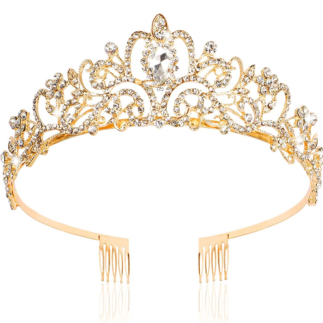 Elegant Crystal Tiara Crown with Combs - Vintage Bridal Hair Accessory for Weddings, Prom, Pageants & Special Occasions