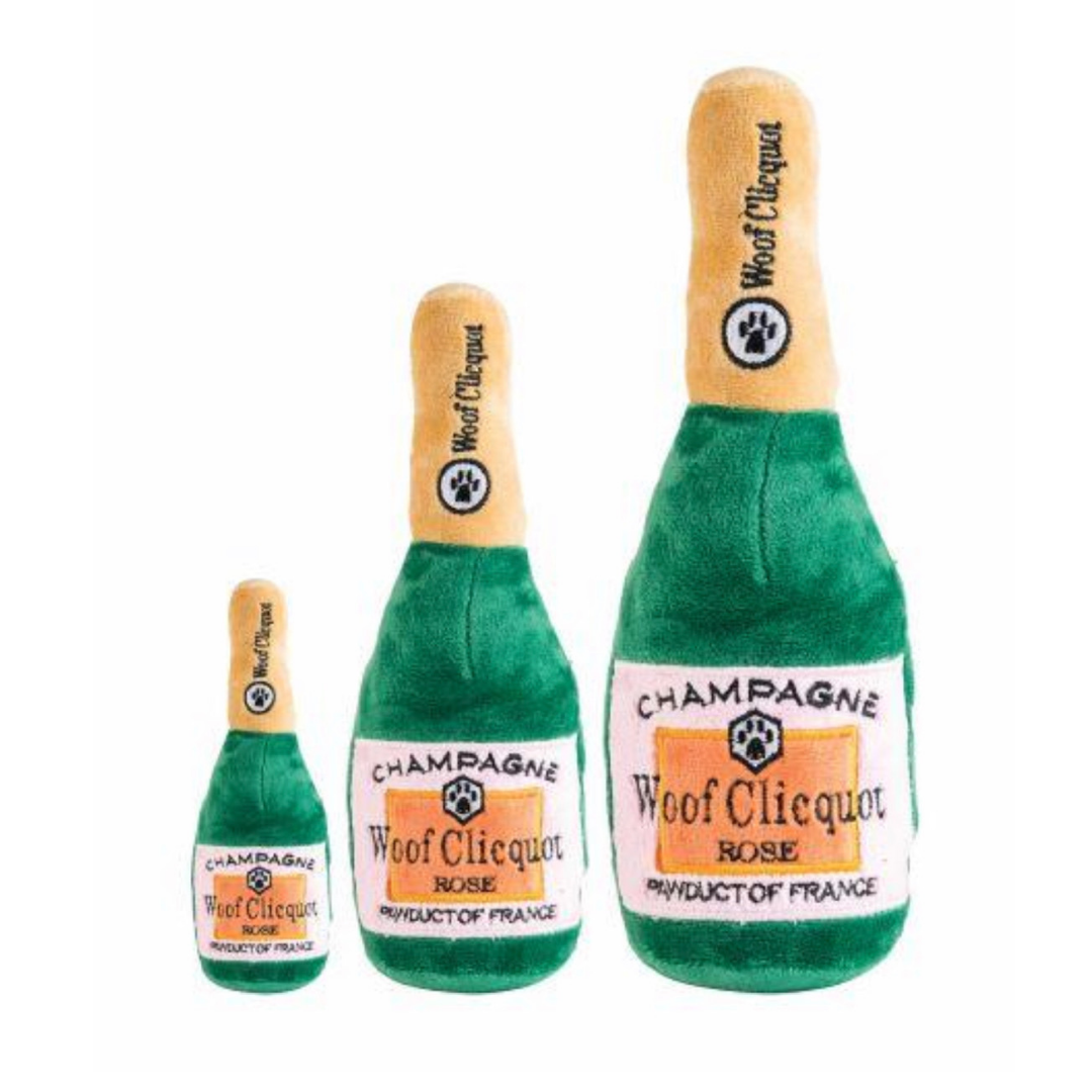 Woof Clicquot Rose Champagne Dog Toy - Chew-Resistant Pet Toy for Small & Large Dogs - Perfect for Playtime, Training & Gifts