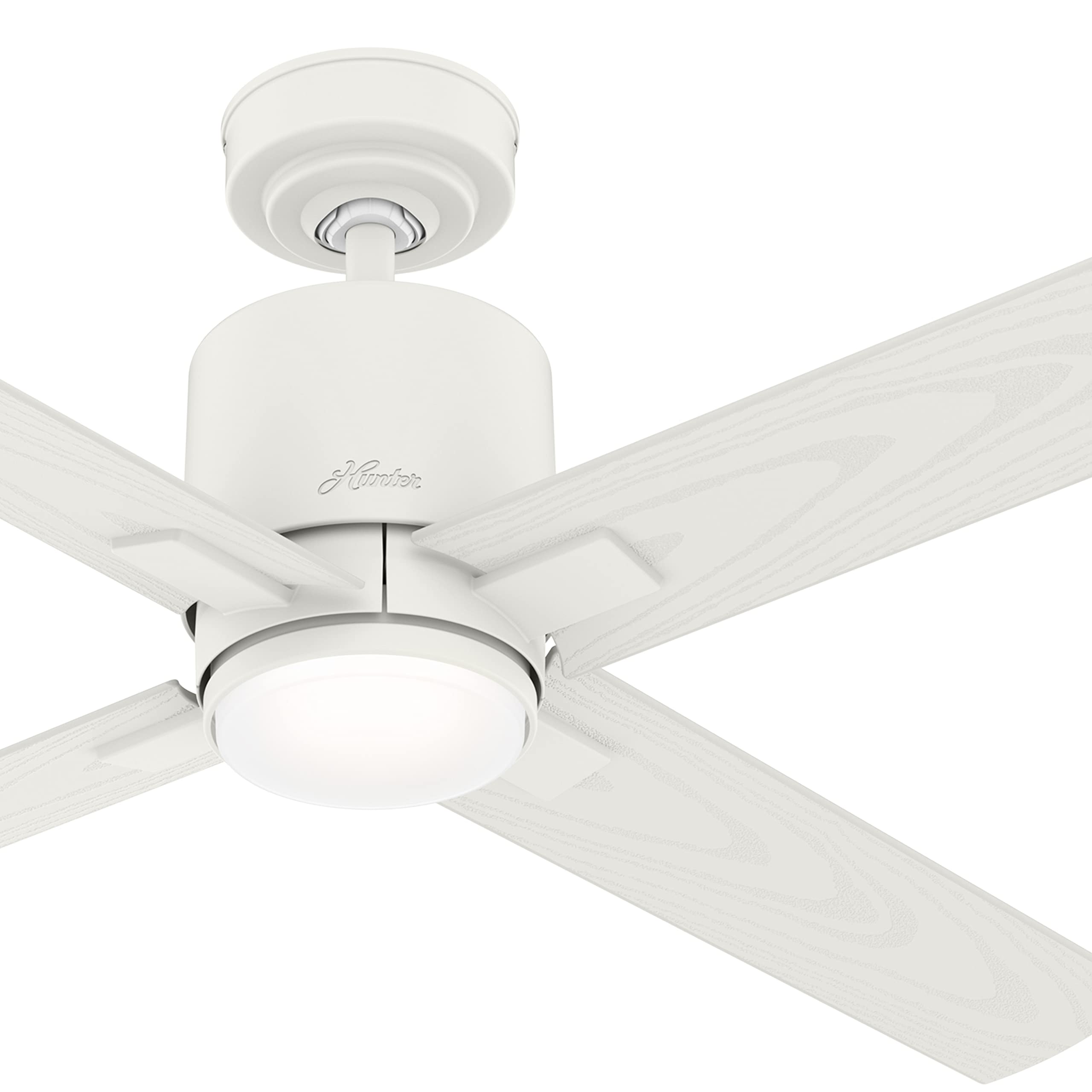 Hunter Fan 52 Inch Matte White Outdoor Ceiling Fan with LED Light Kit & Remote Control - Durable Weatherproof Design for Patio, Deck, Porch & Backyard (Renewed)