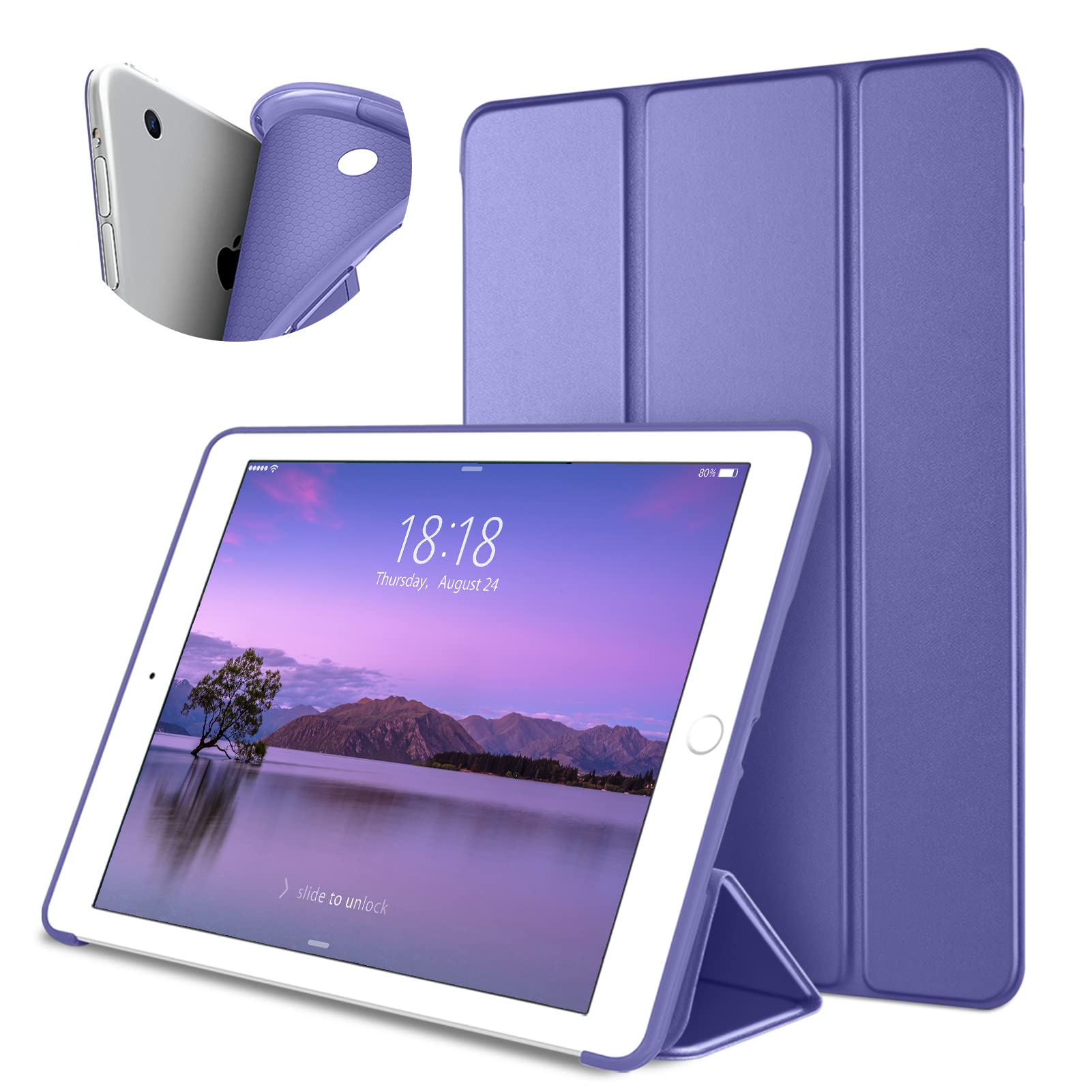 DTTO iPad Air 1st Generation Case - Ultra Slim Lightweight Smart Trifold Stand Cover with Soft TPU Back & Auto Sleep/Wake Feature (Lavender) - Perfect for Work, Study & Travel - Compatible with iPad Air 1 Only (Not for Air 2/Air 3)