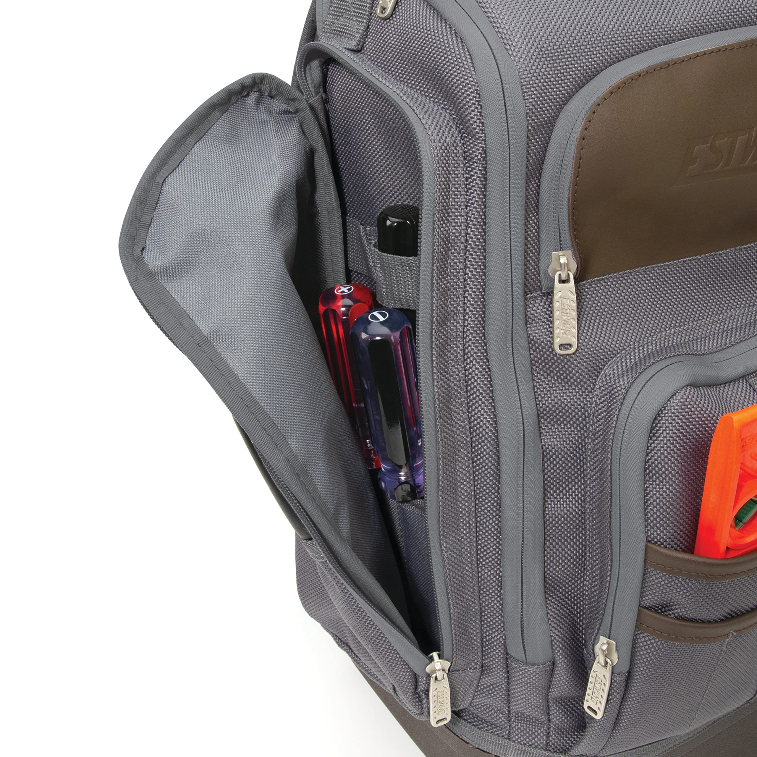 Estwing 94759 20-Inch Durable Hard Bottom Tool Backpack for Construction Workers & Electricians - Heavy Duty Storage for Hammers, Wrenches & Power Tools