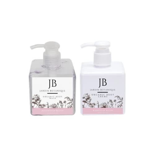 Organic Magnolia Blush Body Wash & Body Crème Gift Set - 8 Oz Hydrating & Moisturizing for Sensitive Skin - Perfect for Spa Day, Self-Care Routine & Luxury Bath Time