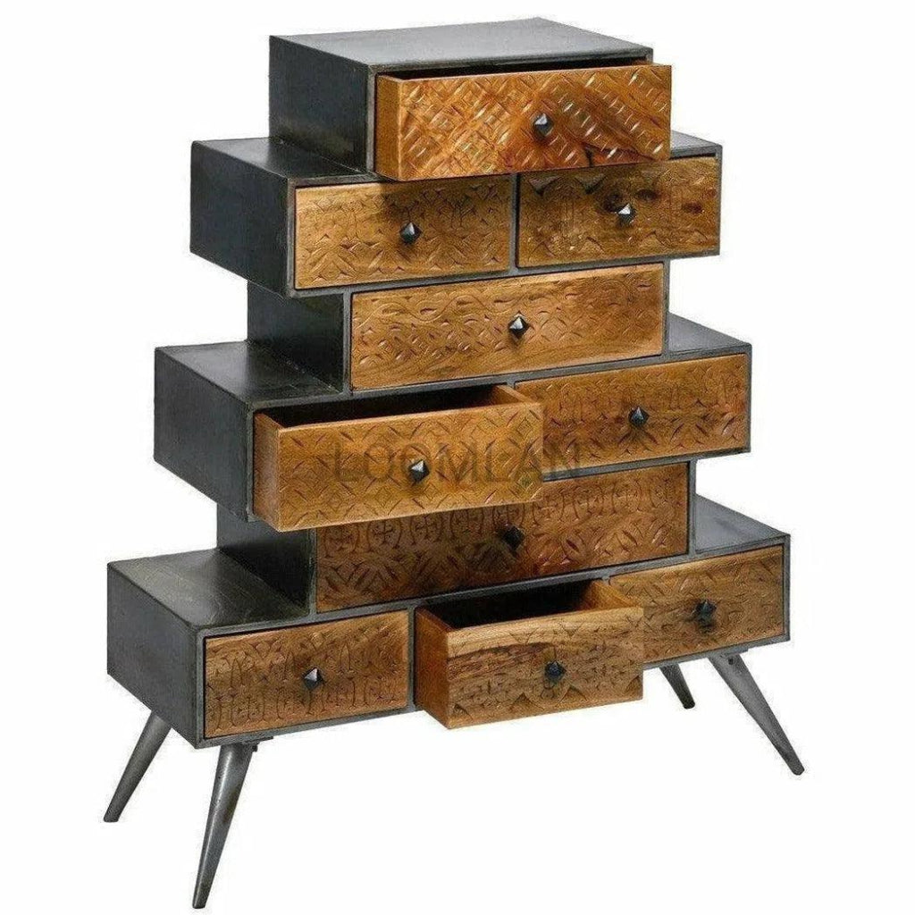 40-Drawer Apothecary Wooden Chest - Vintage 10-Compartment Storage Box for Herbs, Spices & Jewelry Organization | Perfect for Home Decor, Apothecary Display & Craft Room Storage