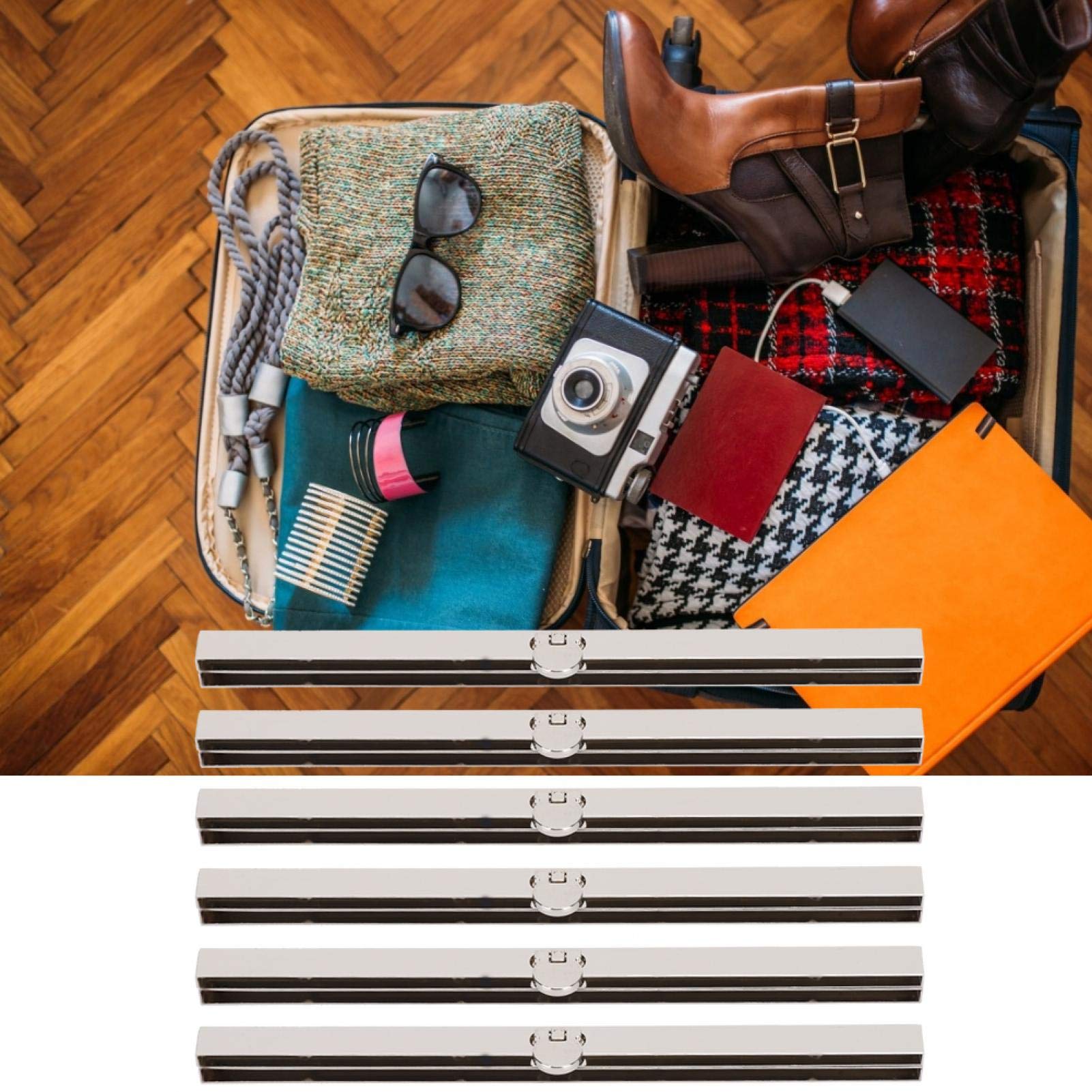 Pssopp 6Pcs Silver Metal Purse Frame - Wallet Clasp, Iron Kiss Lock, Leather Bag Clip for DIY Purse & Wallet Making | Perfect for Handmade Bags, Wallets & Crafting Projects