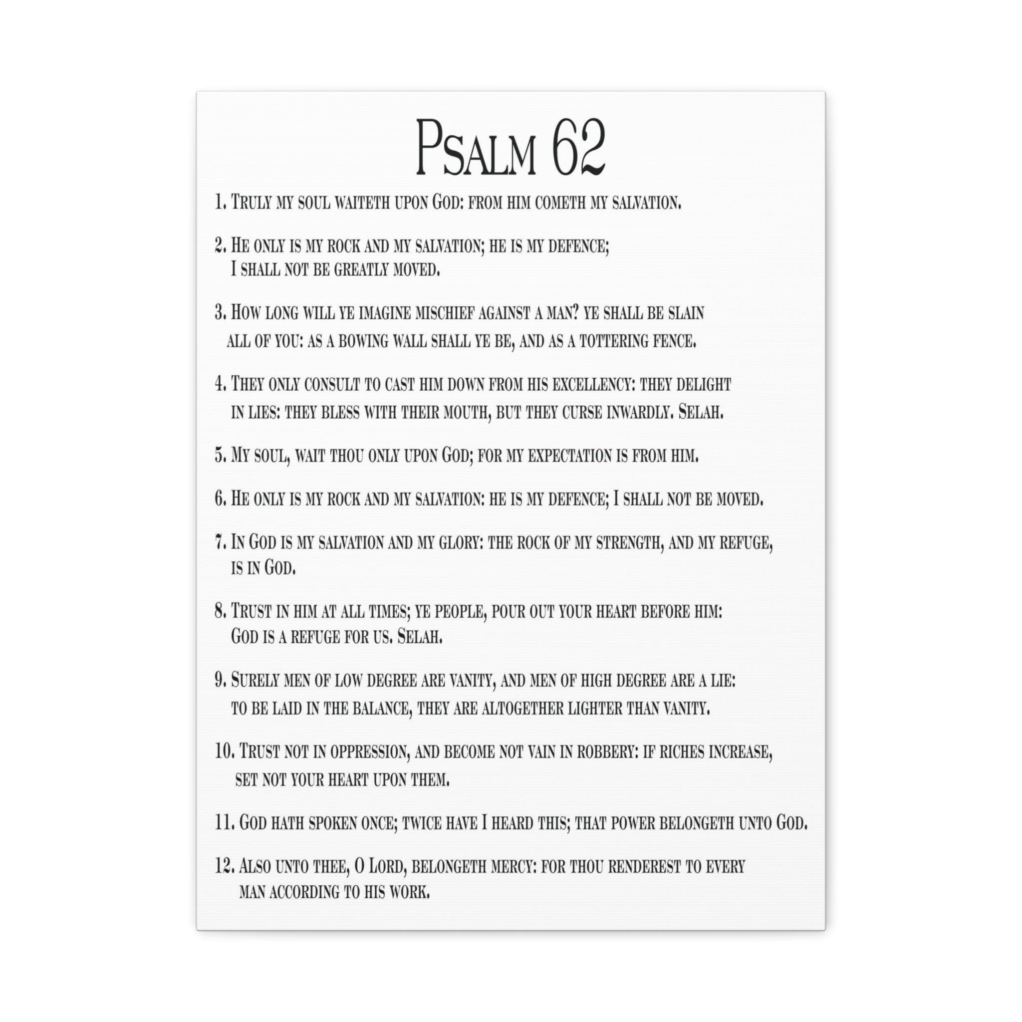Bible Verse Canvas Wall Art - Psalm 62: Faith in God Alone - Christian Home Decor for Living Room, Bedroom & Church - Inspirational Scripture Gift for Weddings, Baptisms & Religious Occasions