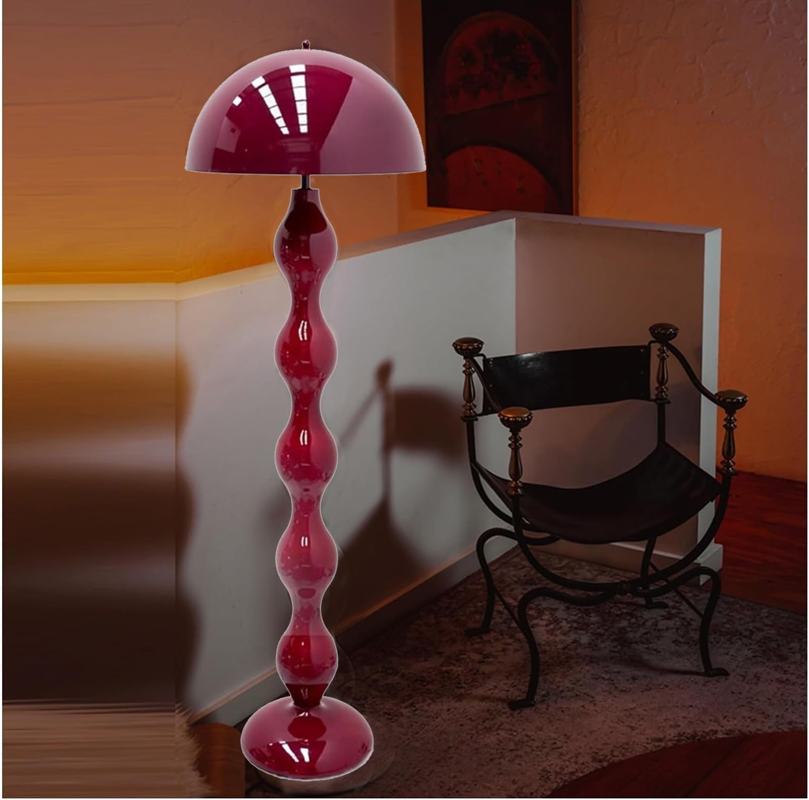 Dimmable Standing Lamp with Foot Switch - Modern Adjustable Floor Lamp for Living Room, Bedroom, Office & Dining Room - Tall LED Light Fixture for Home Decor (Red) - Perfect for Reading, Working & Relaxing