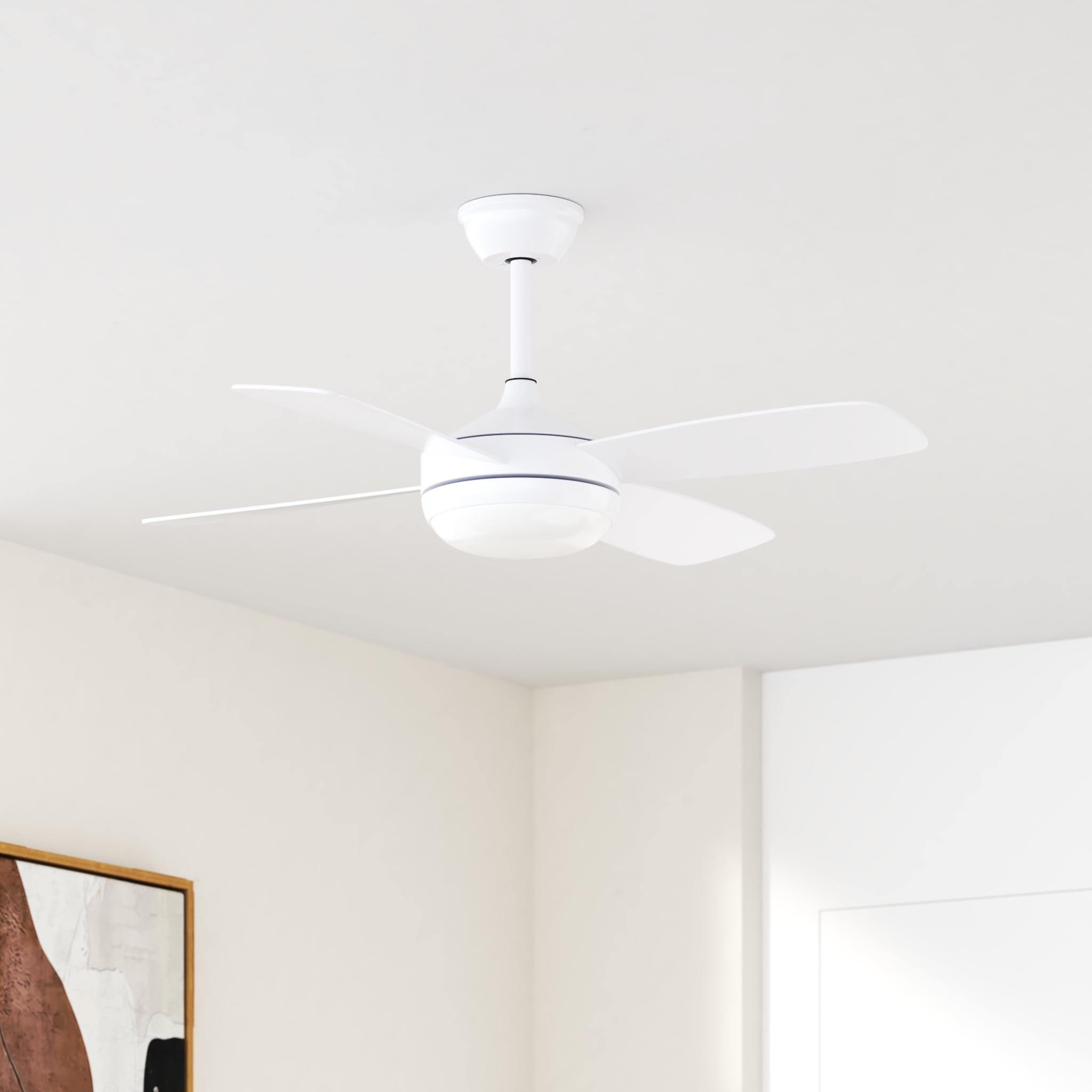 Asyko 42 Inch Modern Ceiling Fan with Light - Remote & Smart APP Control, 6 Speeds with Memory Function, Low Profile Flush Mount - Perfect for Bedroom, Living Room, Dining Room & Home Office