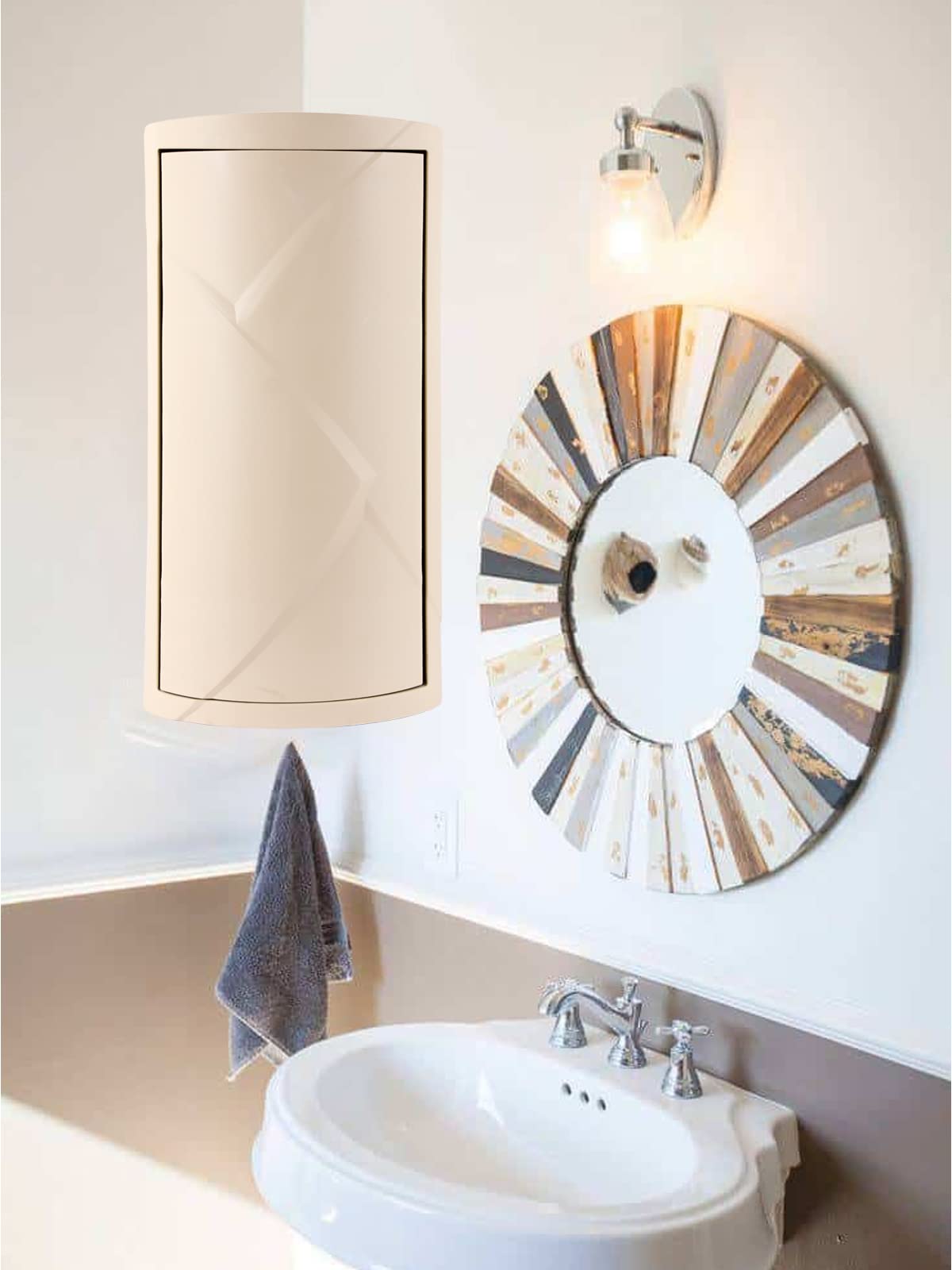 Simandhar Rotating Corner Bathroom Cabinet - Wall Mounted Plastic Storage Organizer with Shelves (24.4