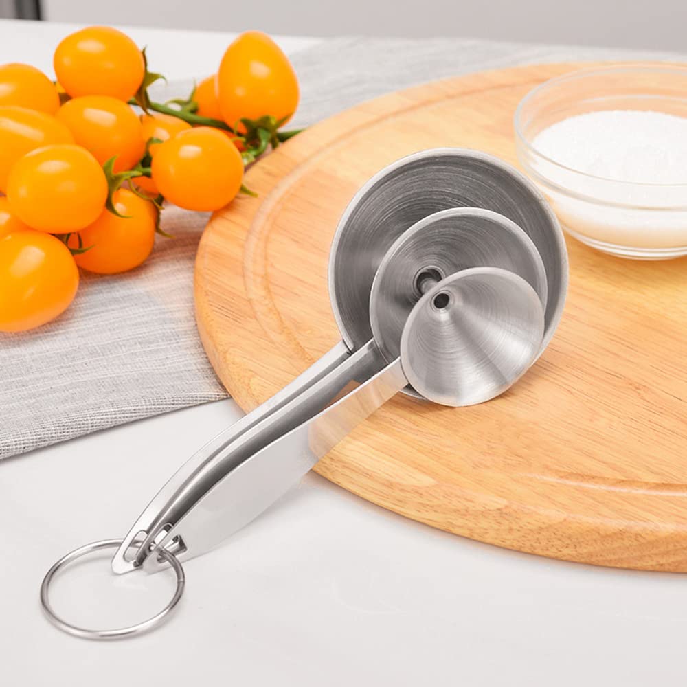 Premium 3-Piece Stainless Steel Kitchen Funnel Set - Durable Liquid & Powder Dispenser for Cooking, Baking, Canning & Oil Pouring - Perfect for Home Kitchen, Restaurant & DIY Projects