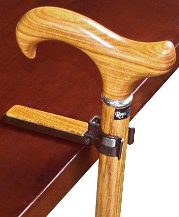 Auto Flip Up Zebrano Wood Cane Holder - Easy Store Away Design for Walking Sticks & Canes | Perfect for Home, Office & Travel Use