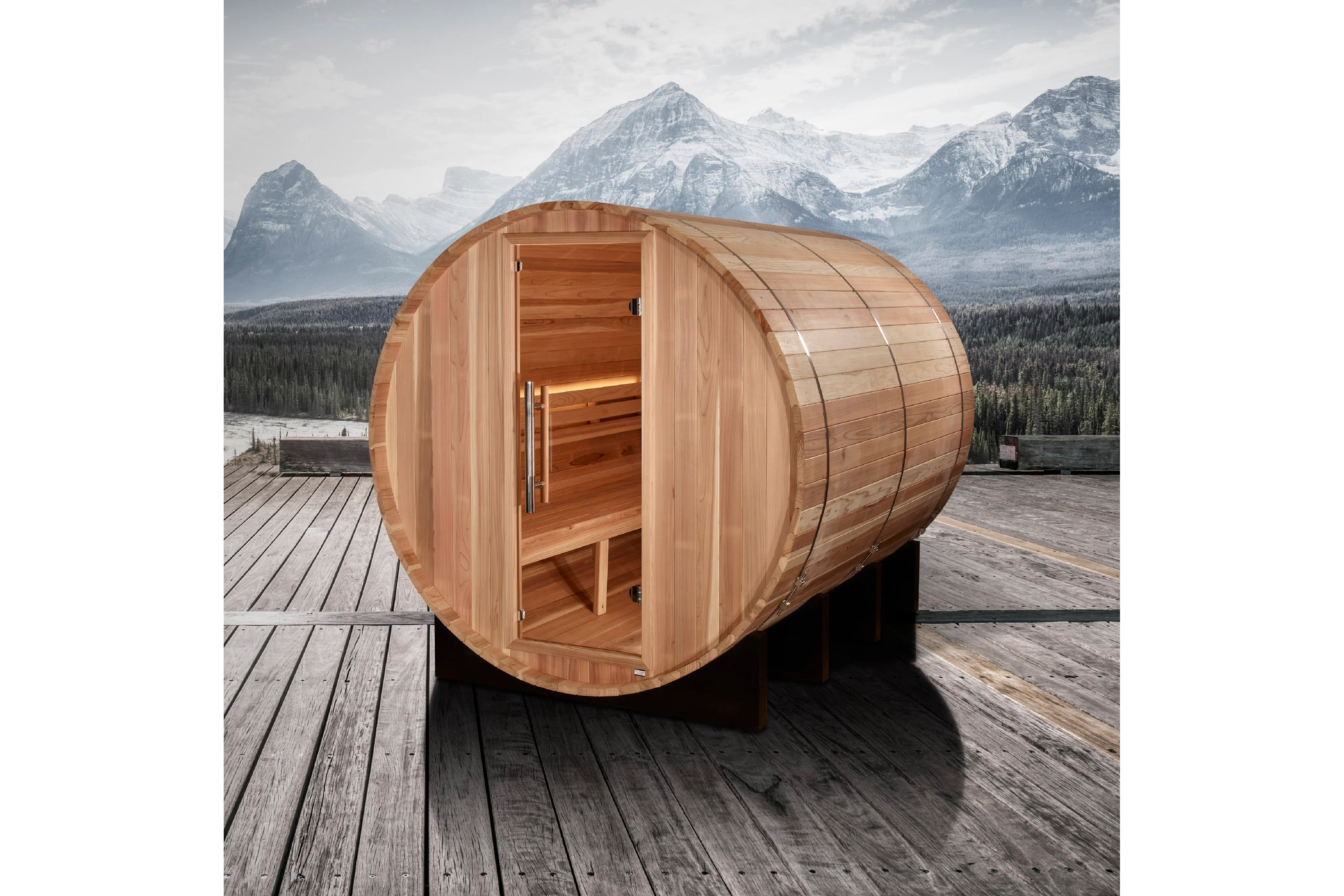 Golden Designs Klosters 6-Person Traditional Barrel Sauna - Outdoor Wooden Sauna for Home, Backyard & Spa Relaxation