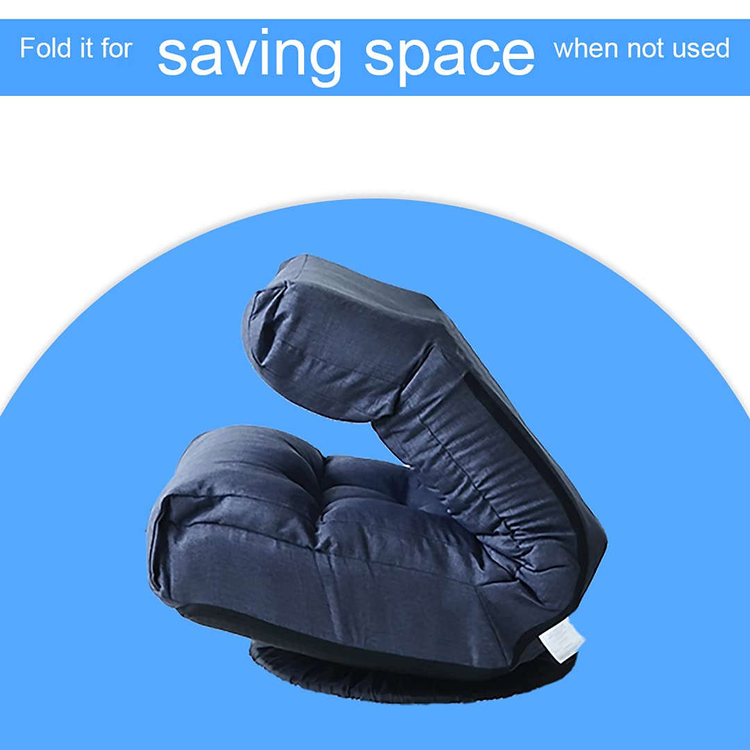 360° Swivel Gaming Chaise Lounge with Ottoman - Adjustable Backrest Folding Floor Chair for Bedroom & Living Room | Navy Blue Floor Sofa for Video Games, Movie Nights & Relaxation