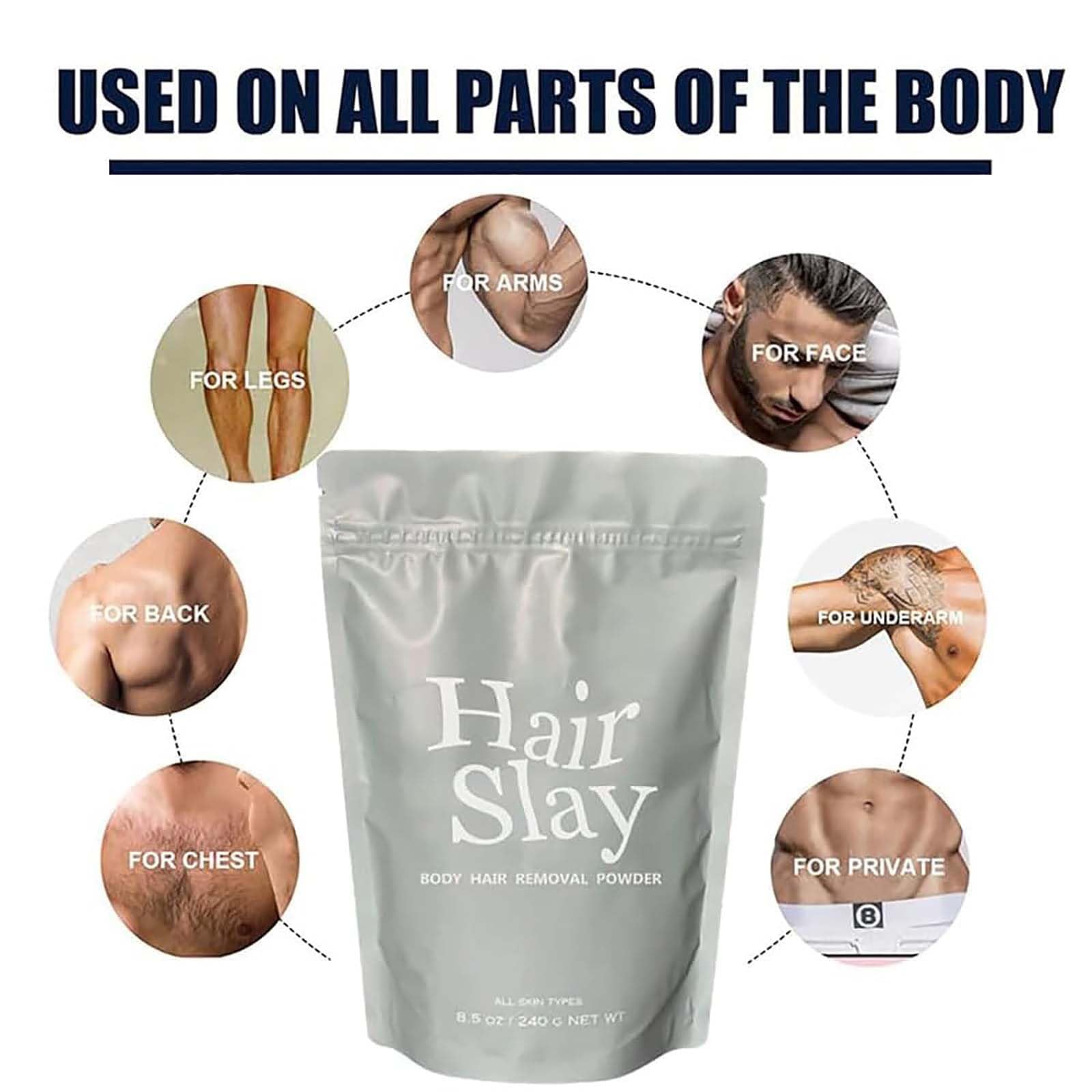 Hairslayer Body Hair Removal Powder Kit - Painless & Effective Hair Removal for Women & Men | Smooth Skin Care Solution | Perfect for Bikini, Legs, Arms & Underarms