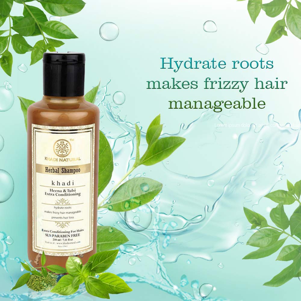 Herbigiri Natural Herbal Henna Tulsi Shampoo 210ml - Ayurvedic Hair Care for Shine & Growth - Perfect for Dry, Damaged Hair & Scalp Health